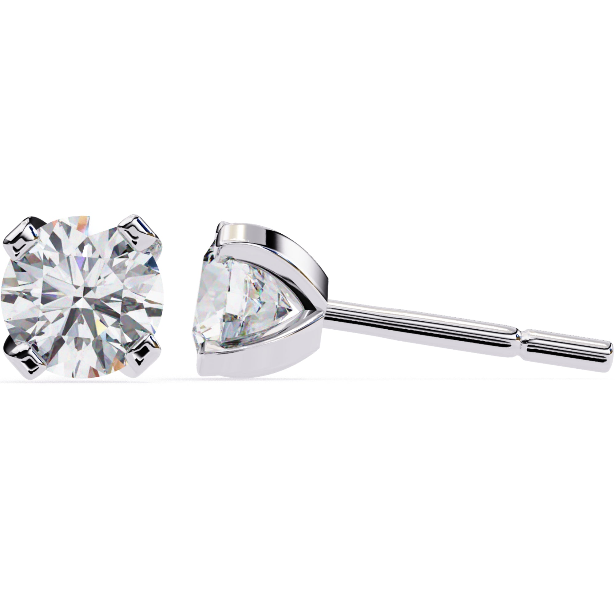 Cercei Stud L'Arte din Aur 14k cu Diamante Naturale Tăietură Briliant de 2.5 ct din 14K Aur Alb - Castelo.ro