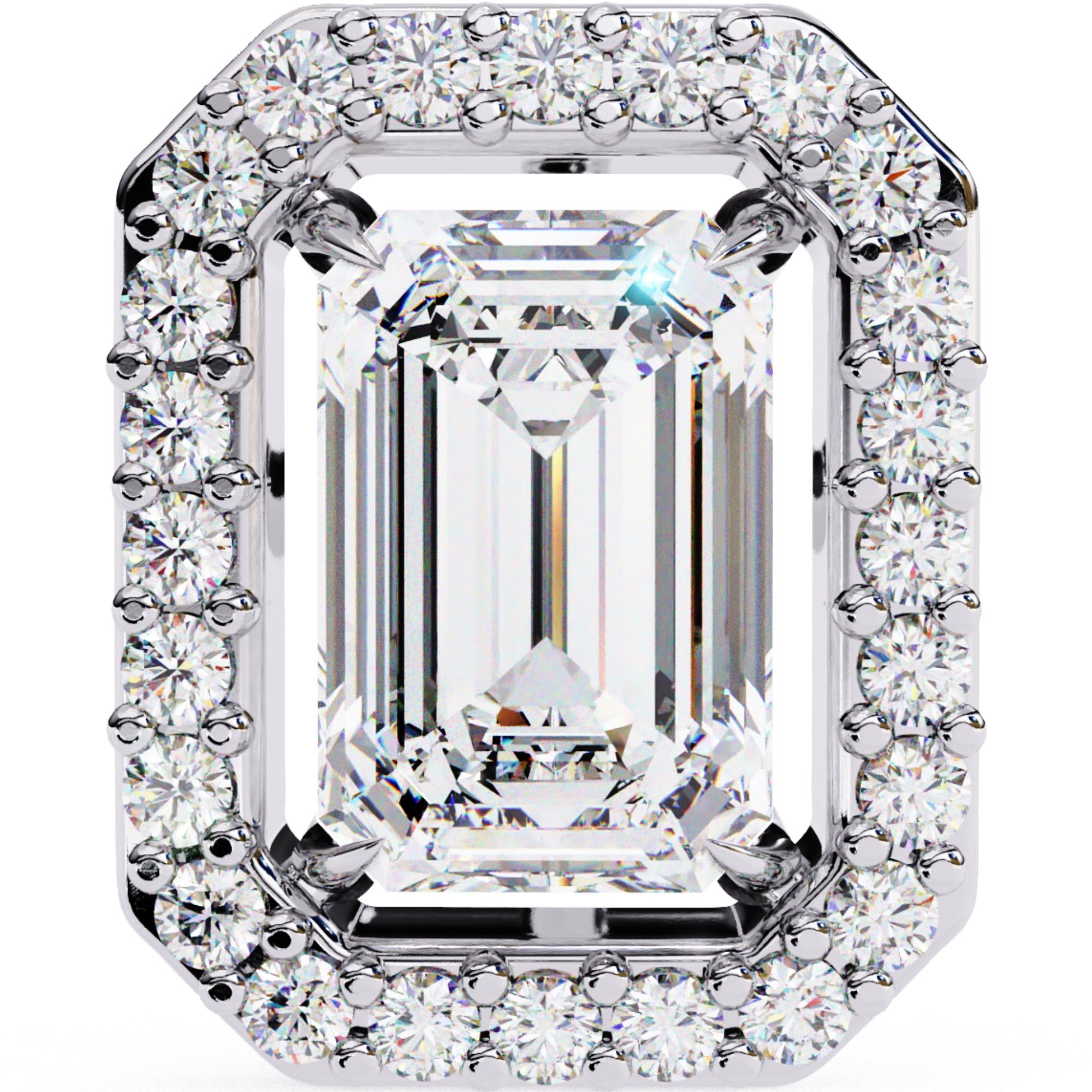 Cercei Stud Louvre Radiant din Aur 14k cu Moissanite de 0.86 ct din 14K Aur Alb - Castelo.ro