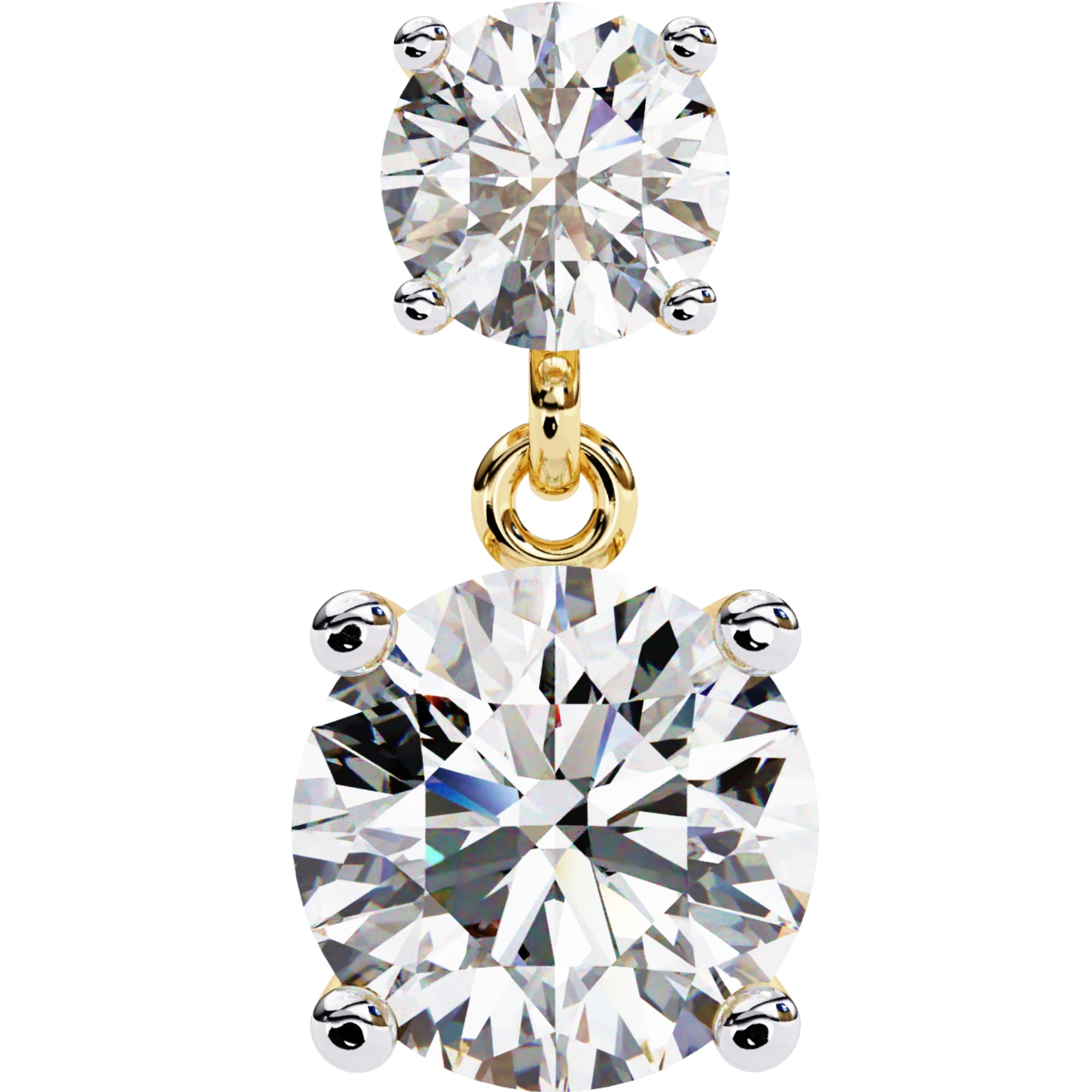 Cercei Drop Stud din Aur 14k Cu Diamante Create în Laborator Tăietură Briliant de 3.7 ct din 14K Aur Galben - Castelo.ro