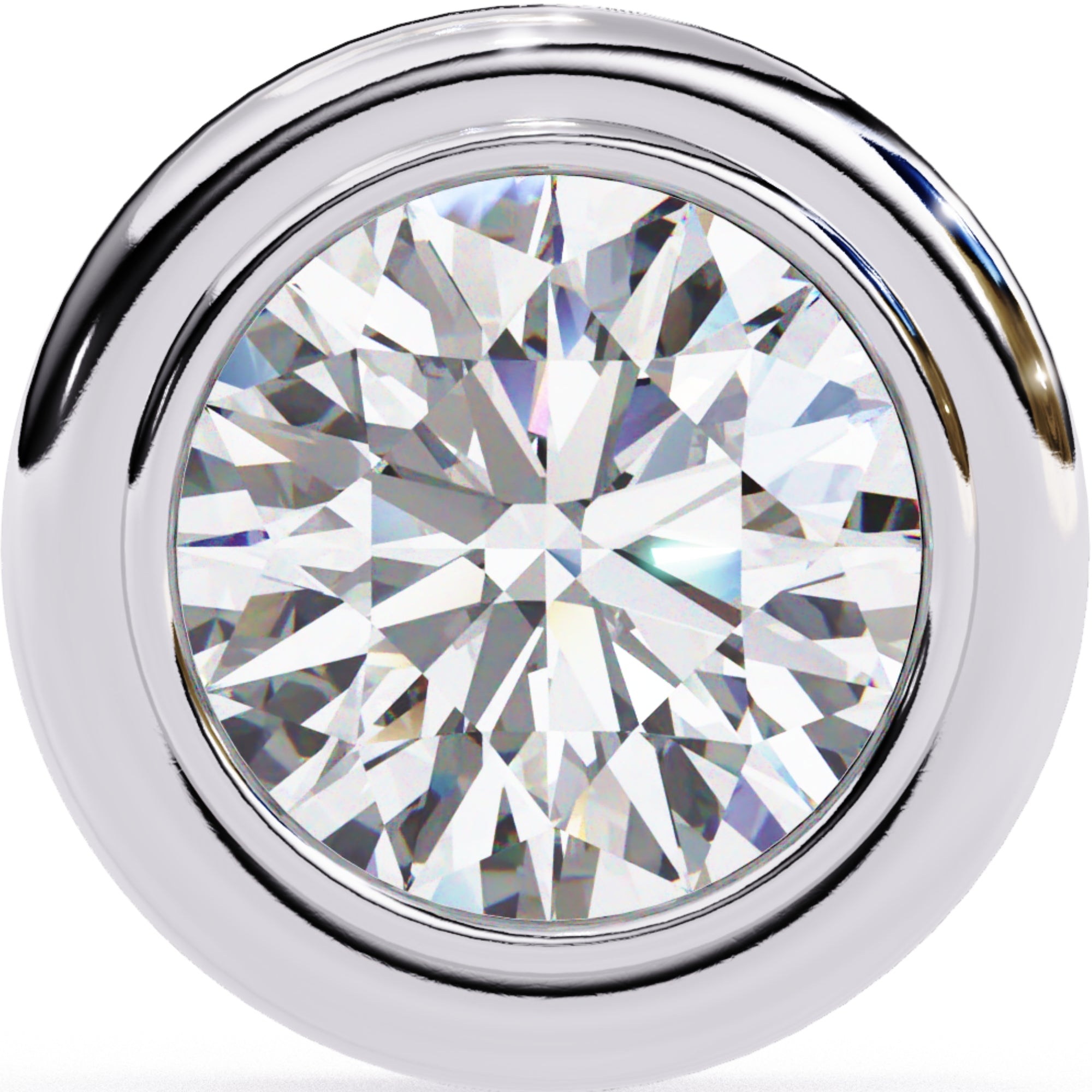 Cercei Stud Bezel din Aur 14k cu Moissanite Tăietură Briliant de 2.5 ct din 14K Aur Alb - Castelo.ro