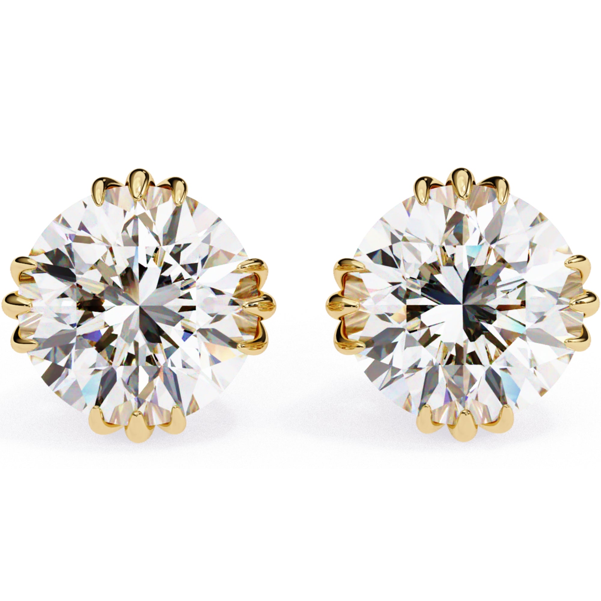 Cercei Stud Imperial din Aur 14k cu Moissanite Tăietură Briliant de 2.8 ct din 14K Aur Galben - Castelo.ro