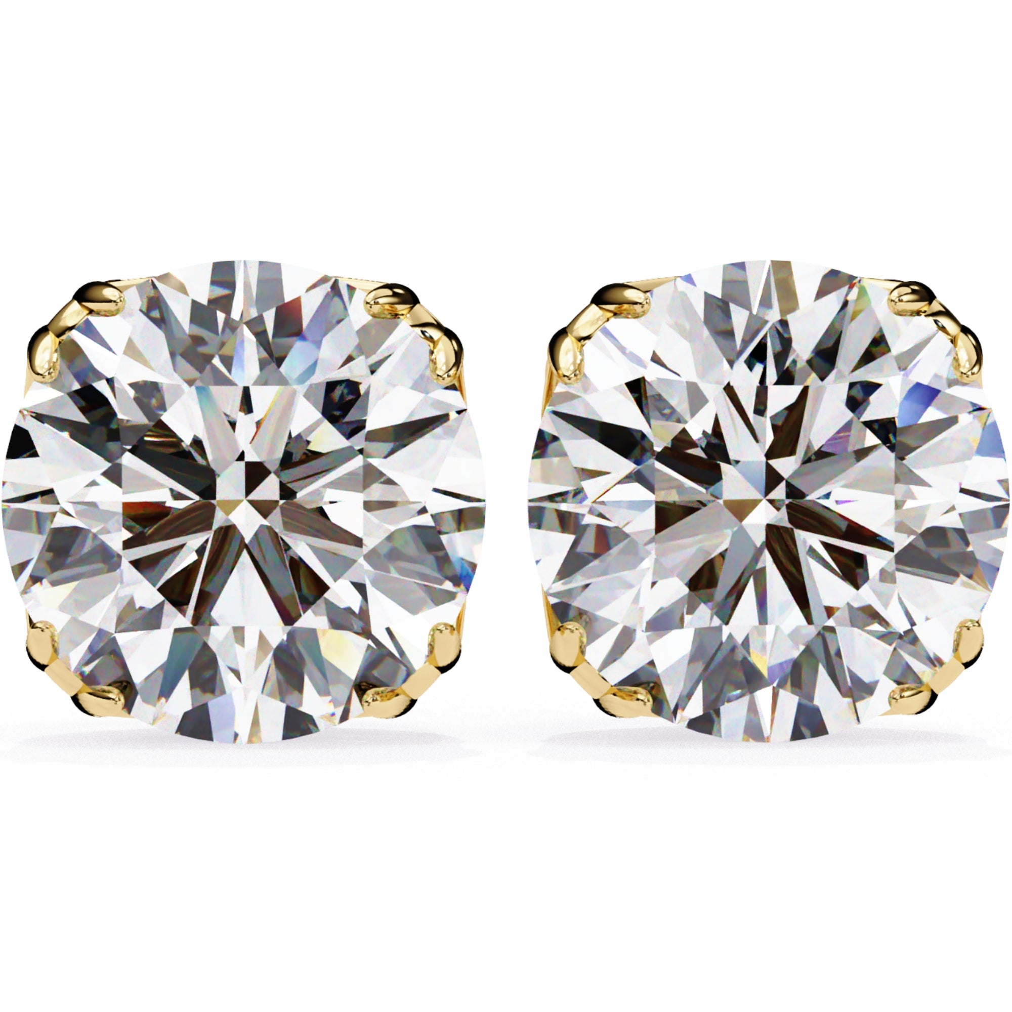 Cercei Stud Excalibur cu Moissanite Tăietură Briliant de 2.5 ct din 18K Aur Galben - Castelo.ro