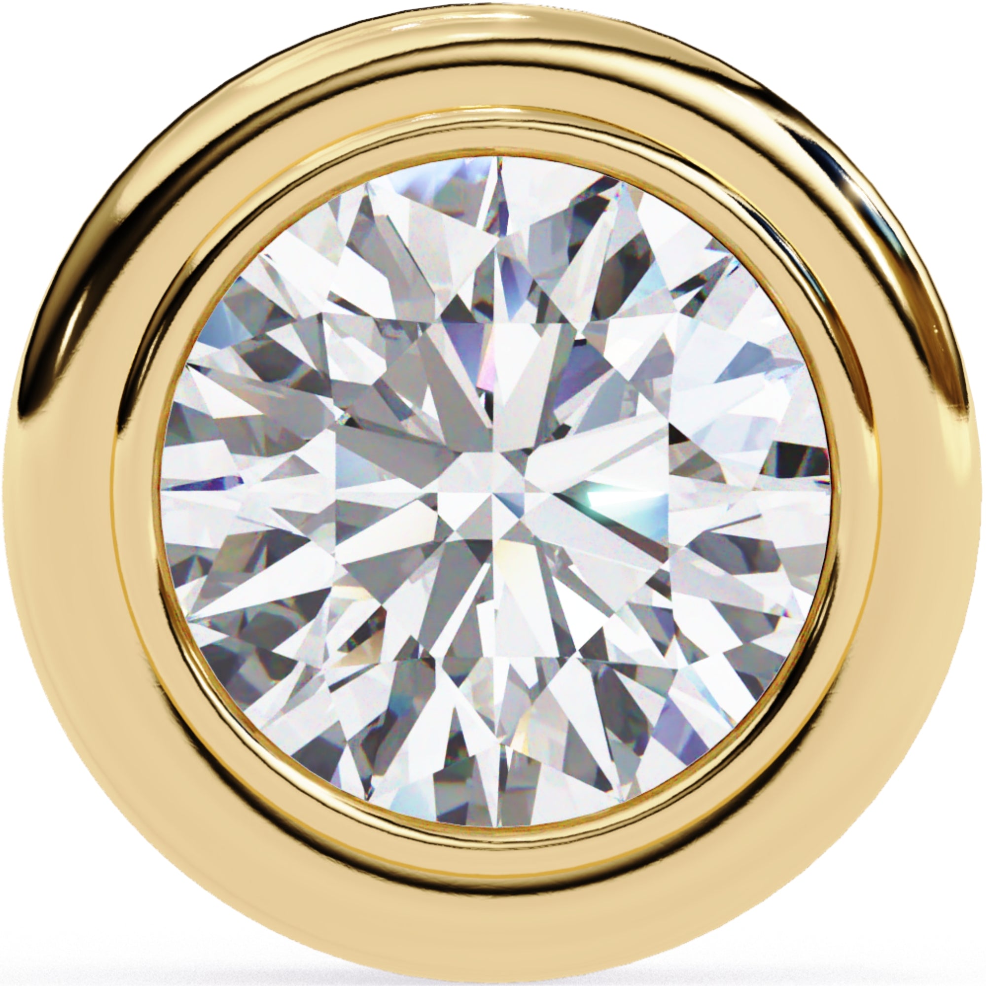 Cercei Stud Bezel din Aur 14k cu Moissanite Tăietură Briliant de 2.5 ct din 14K Aur Galben - Castelo.ro