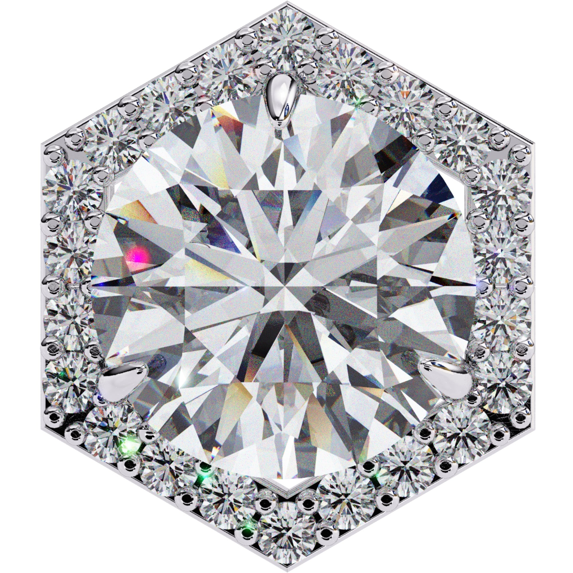 Cercei Hexa Stud Halo cu Diamante Create în Laborator de 2.1 ct din - Castelo.ro