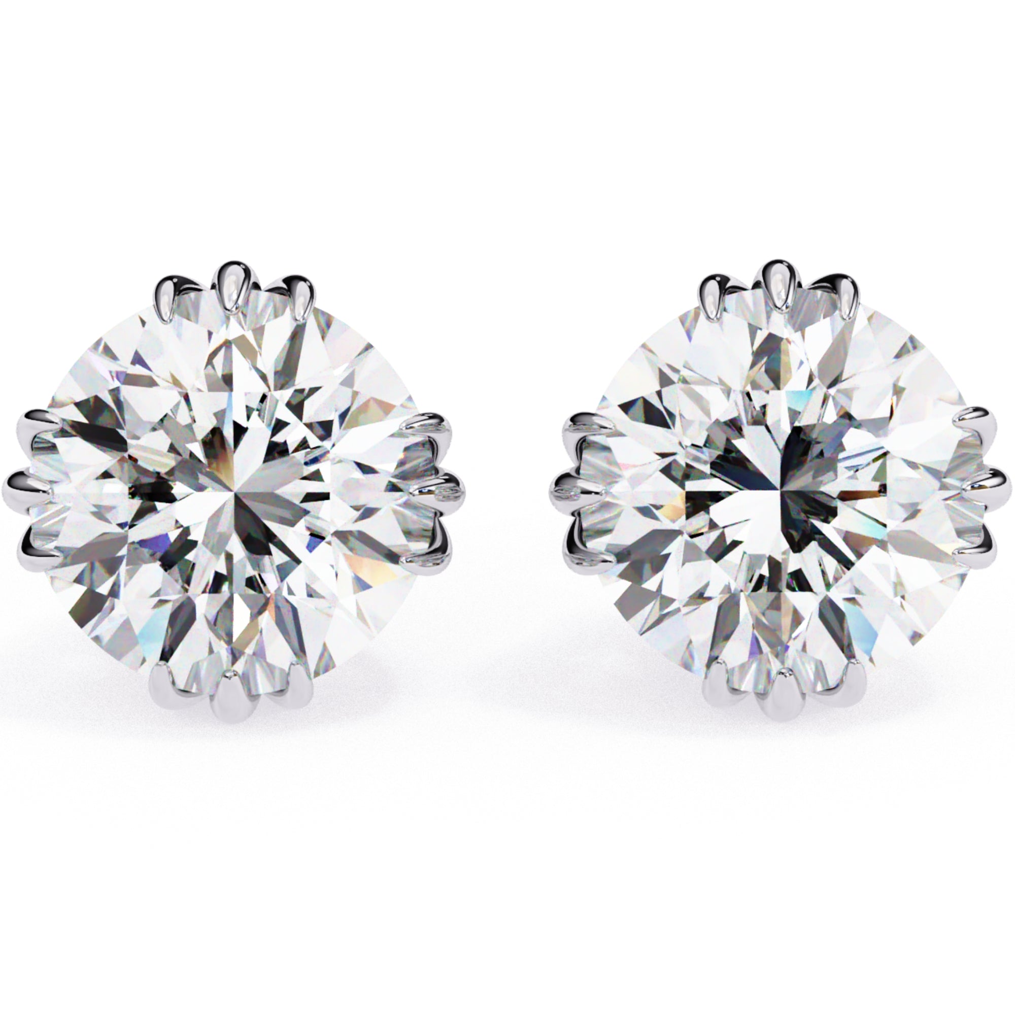 Cercei Stud Imperial din Aur 14k cu Moissanite Tăietură Briliant de 2.8 ct din 14K Aur Alb - Castelo.ro