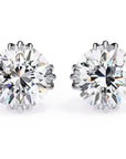 Cercei Stud Imperial din Aur 14k cu Moissanite Tăietură Briliant de 2.8 ct din 14K Aur Alb - Castelo.ro