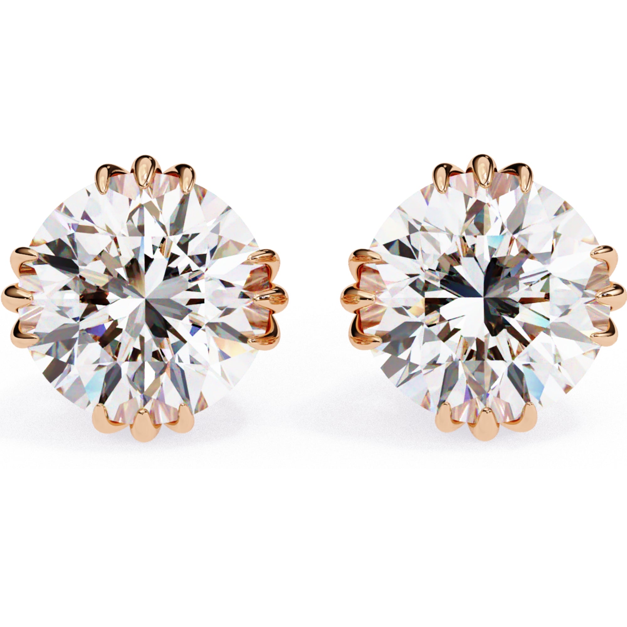 Cercei Stud Imperial din Aur 14k cu Moissanite Tăietură Briliant de 2.8 ct din 14K Aur Roz - Castelo.ro
