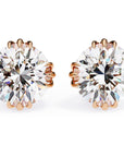 Cercei Stud Imperial din Aur 14k cu Moissanite Tăietură Briliant de 2.8 ct din 14K Aur Roz - Castelo.ro