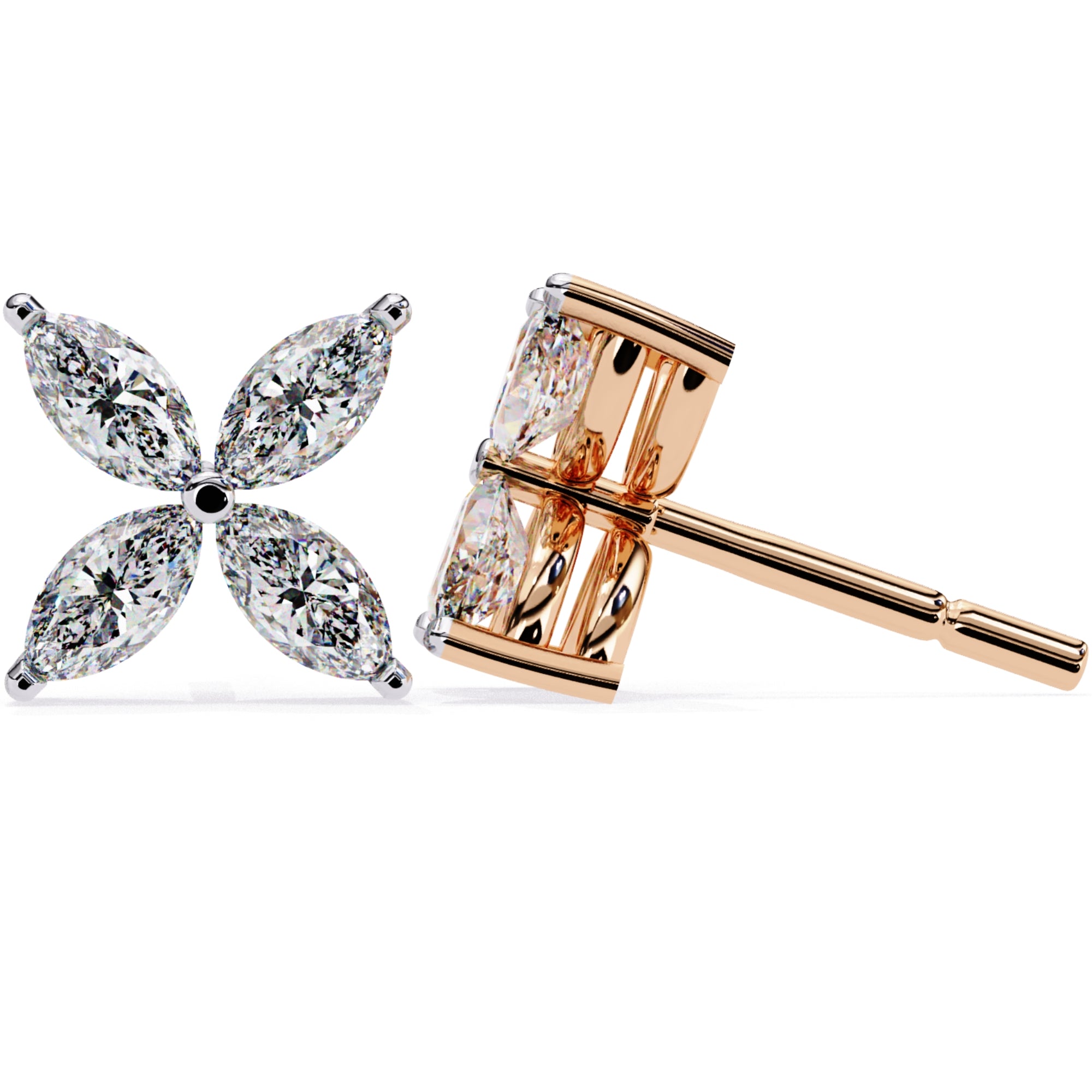 Cercei Stud Butterfly din Aur 14k cu Moissanite de 0.88 ct