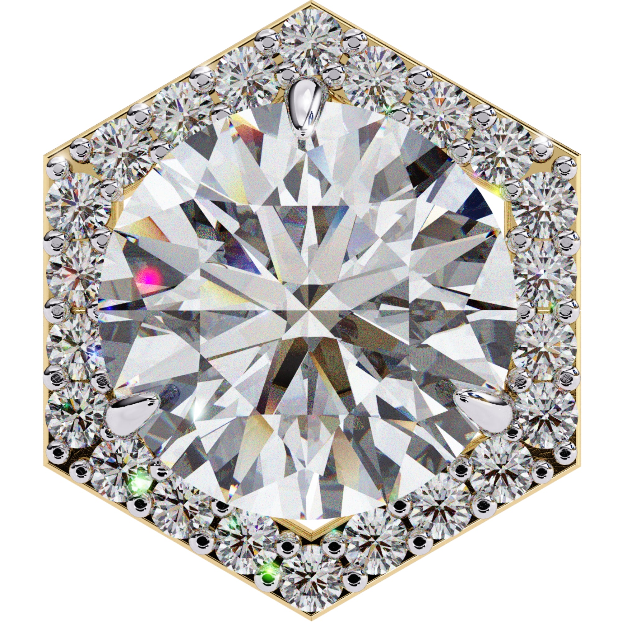 Cercei Hexa Stud Halo cu Diamante Create în Laborator de 2.1 ct din 18K Aur Galben - Castelo.ro