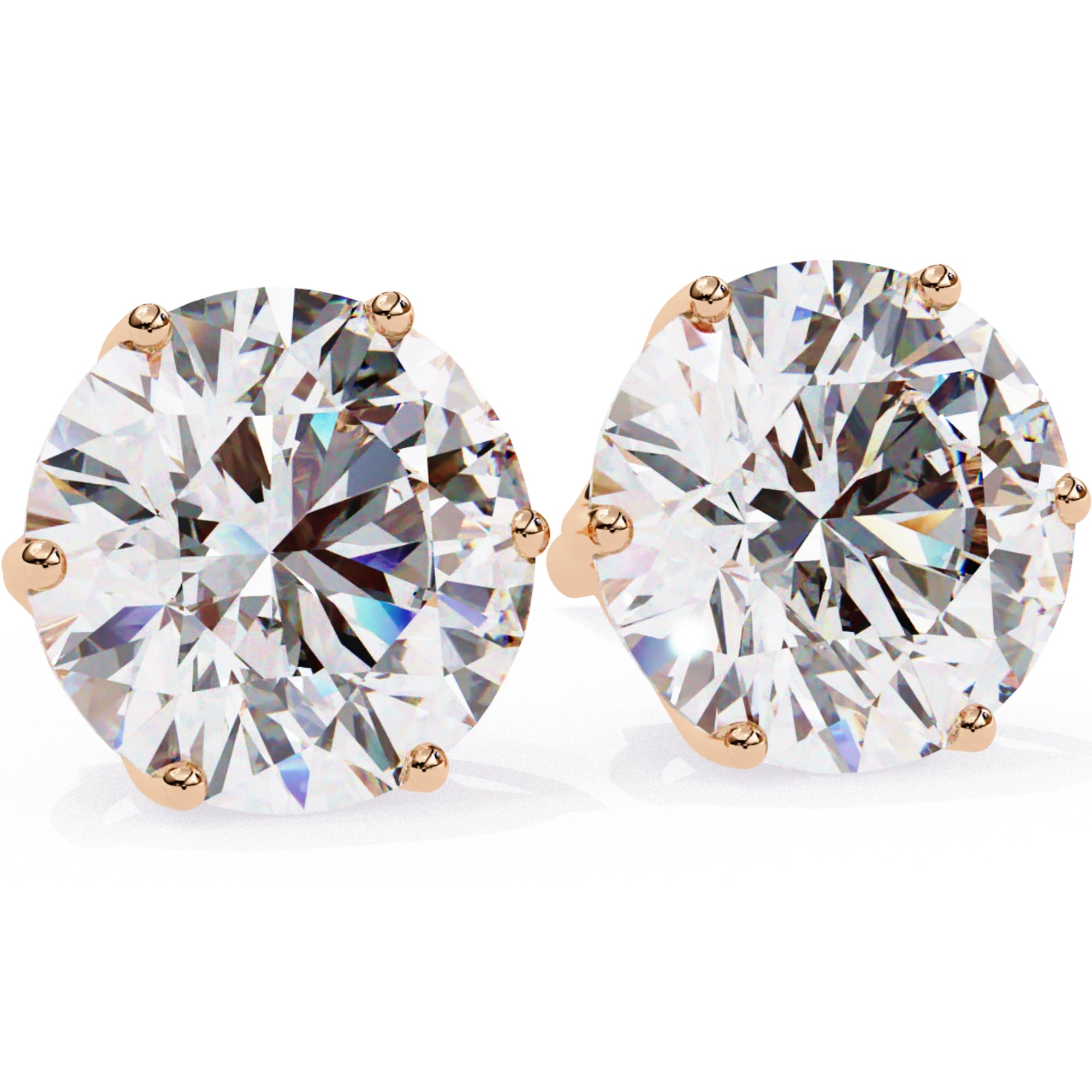 Cercei Stud Majestic din Aur 14k cu Moissanite Tăietură Briliant de 2.5 ct