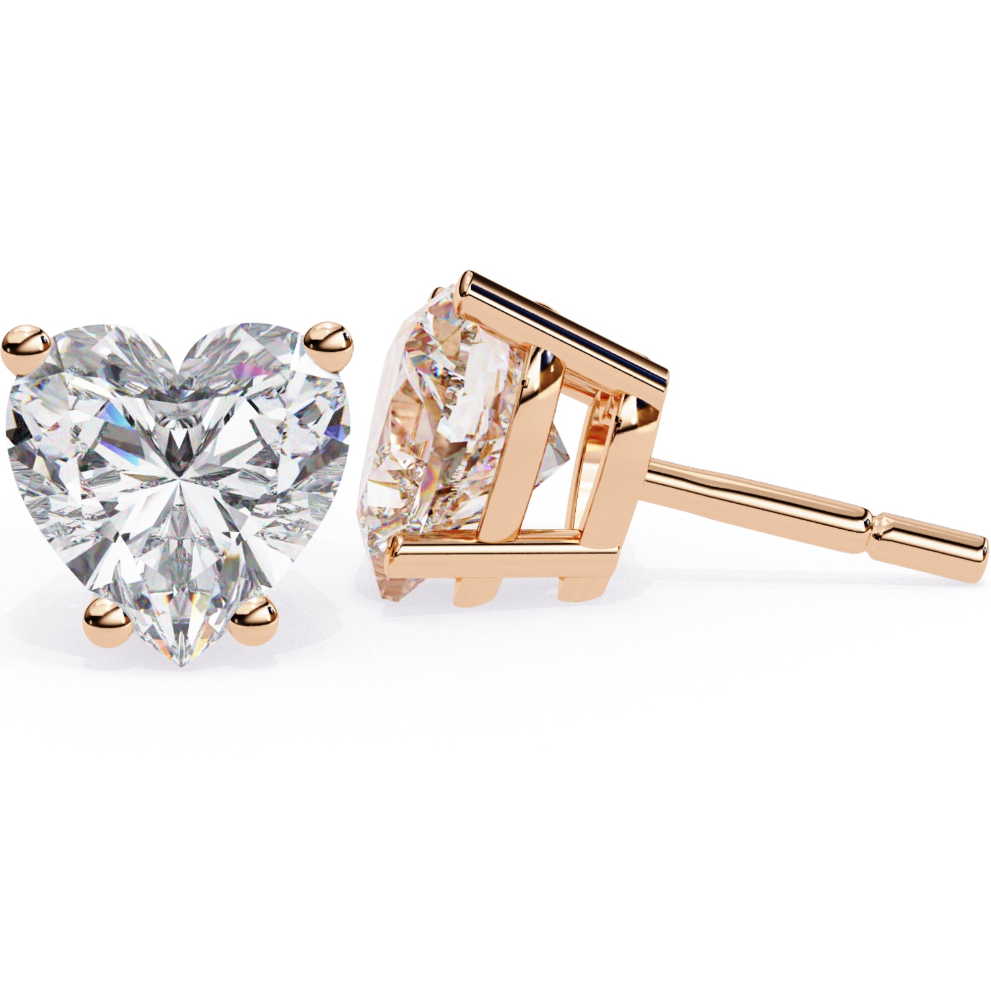 Cercei Stud Inima din Aur 14k cu Moissanite Tăietură Heart de 2.4 ct din 14K Aur Roz - Castelo.ro