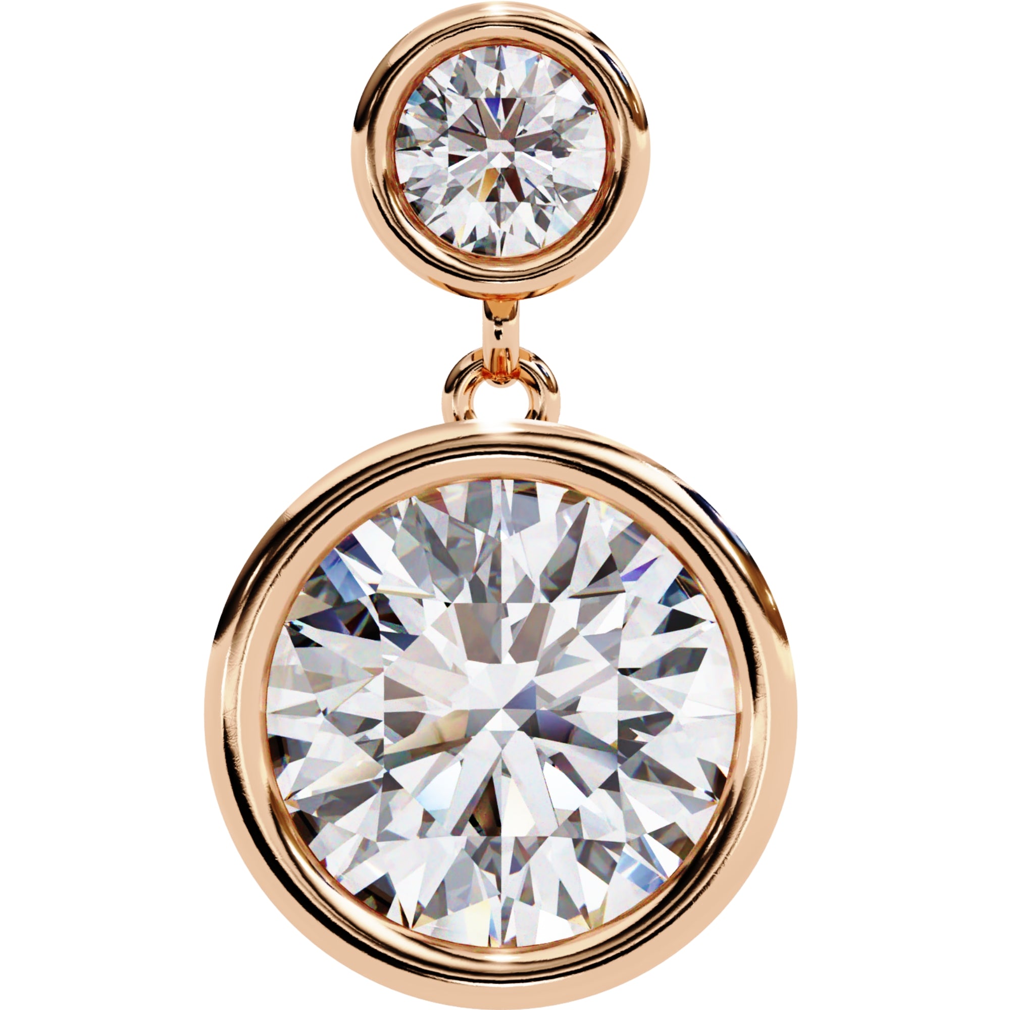 Cercei Solitaire Bezel Drop cu Diamante Create în Laborator de 1.83 ct din 18K Aur Roz - Castelo.ro