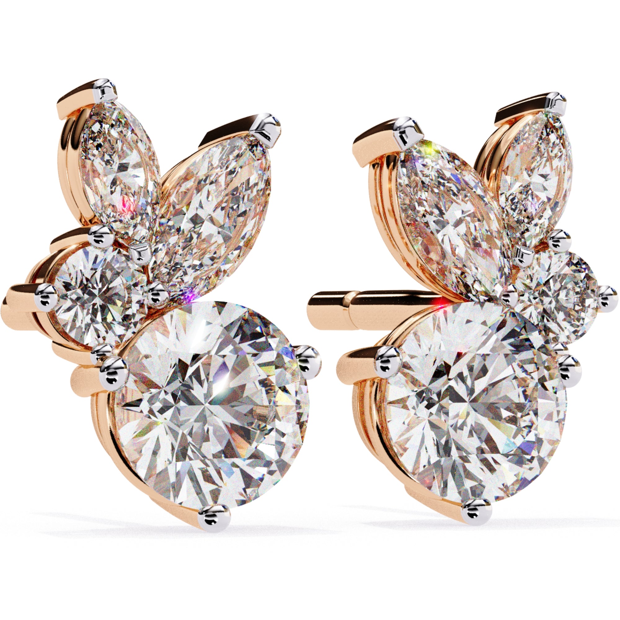 Cercei Stud Efemeri din Aur 14k cu Moissanite de 0.68 ct