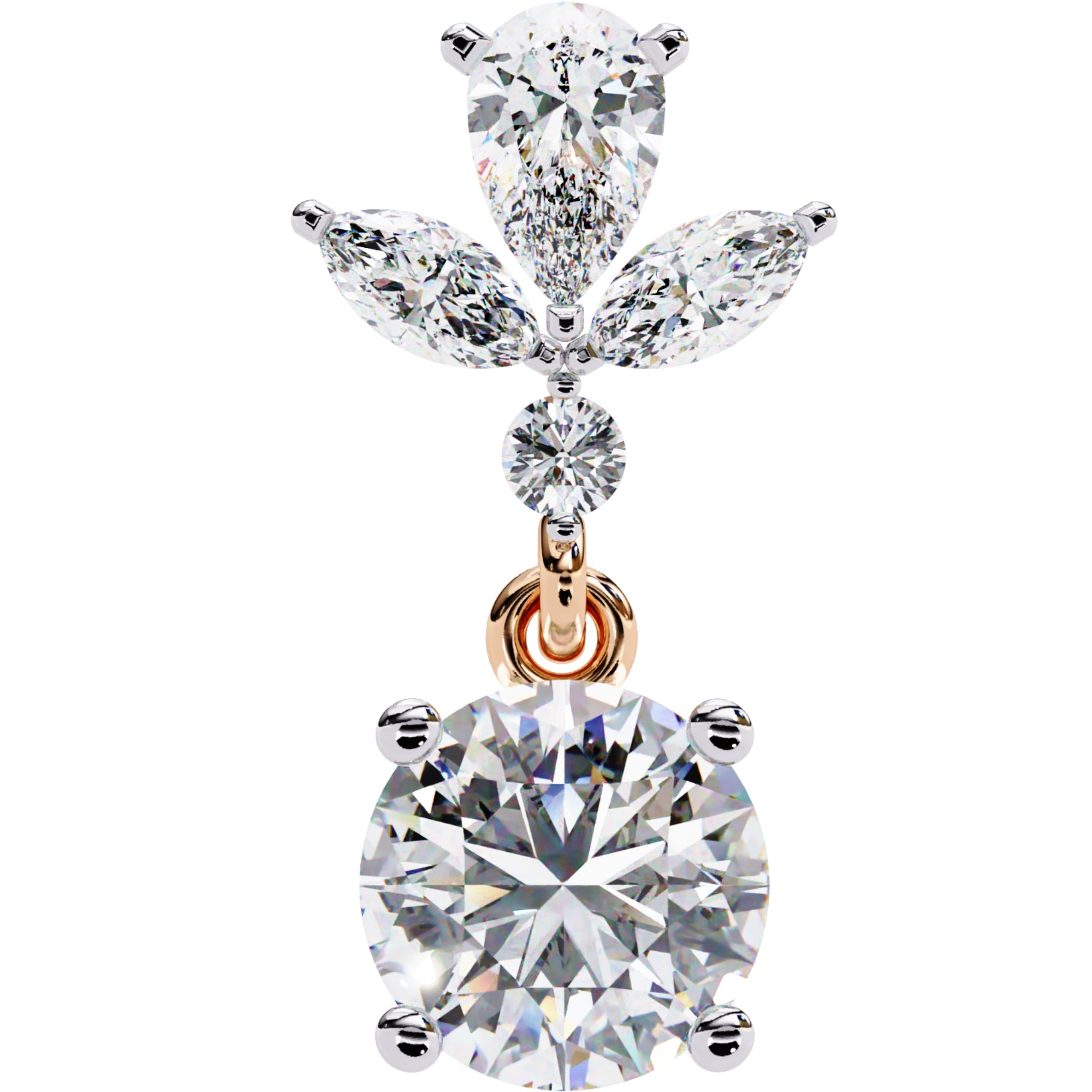 Cercei Stud Solitaire Drop cu Diamante Naturale de 1.16 ct din 18K Aur Roz - Castelo.ro