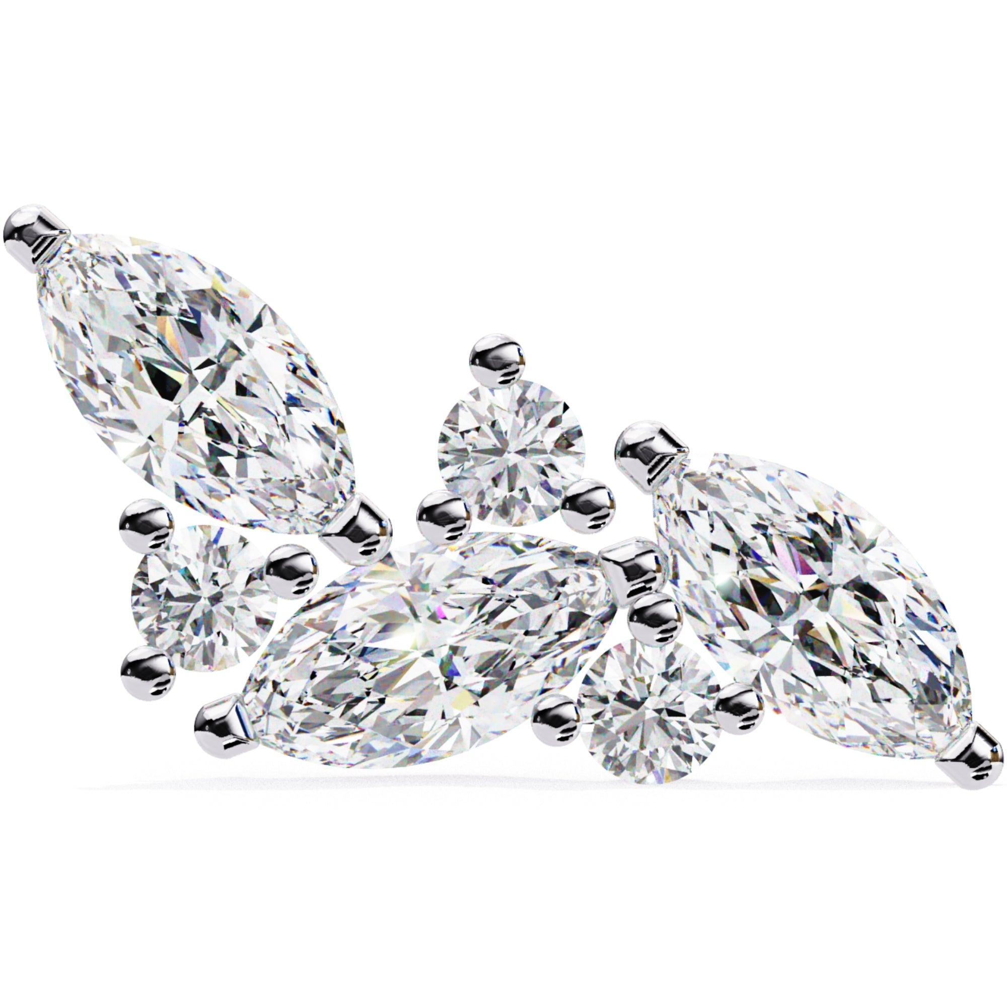 Cercei Stud Floral Branch din Aur 14k cu Diamante Create în Laborator de 0.35 ct din 14K Aur Galben - Castelo.ro