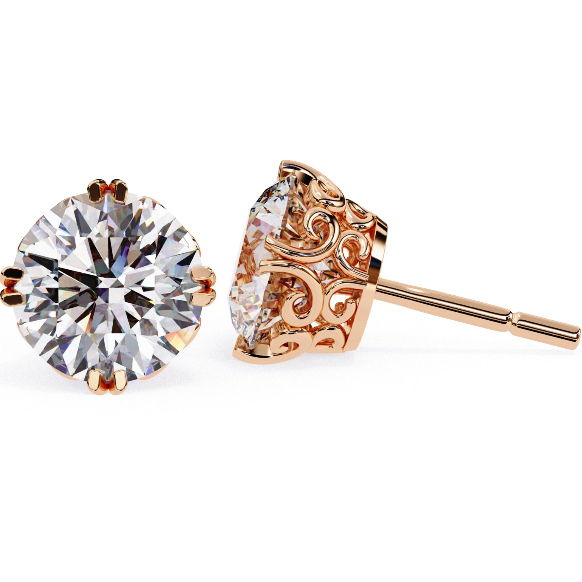 Cercei Stud La Reina cu Moissanite Tăietură Briliant de 2.5 ct din 18K Aur Roz - Castelo.ro