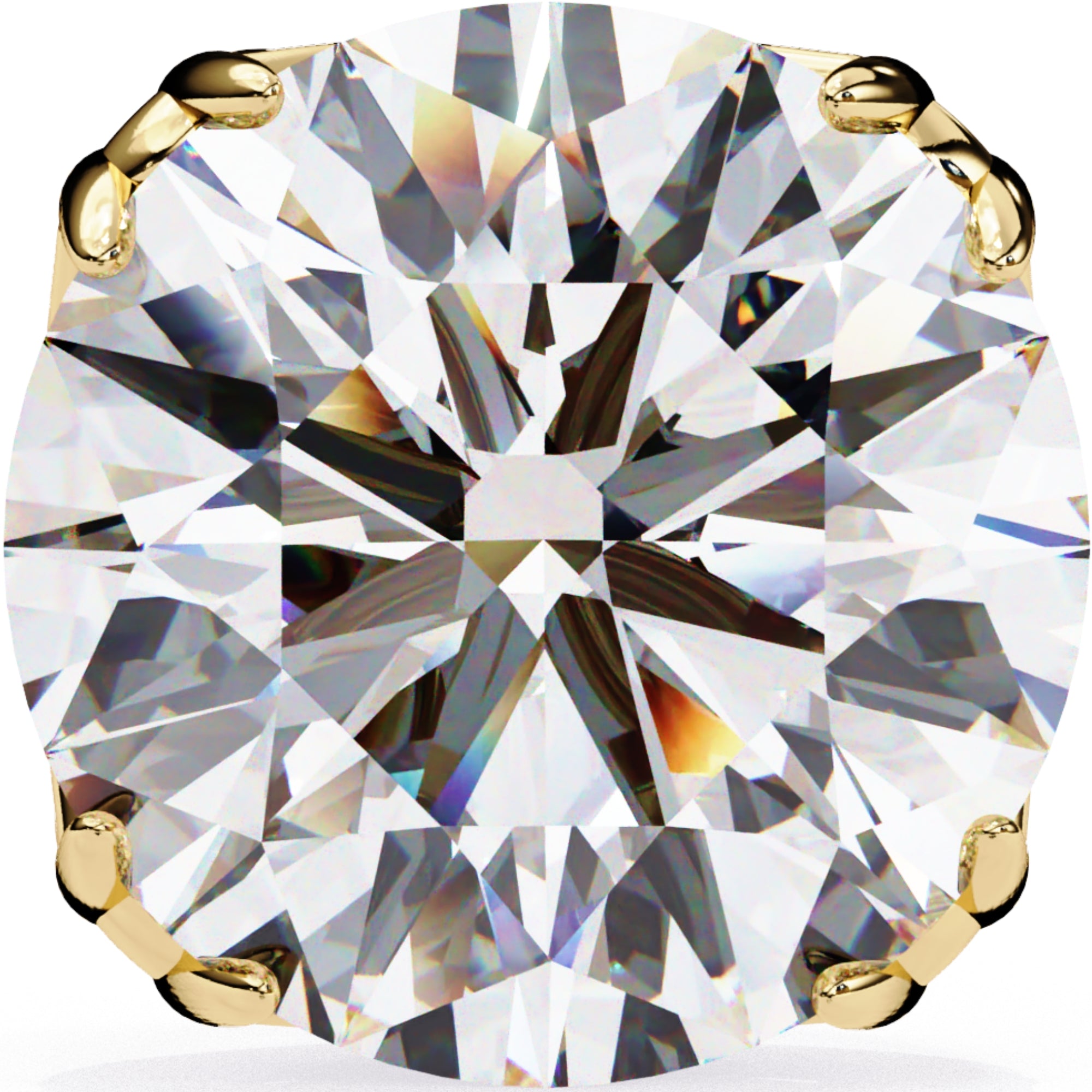 Cercei Stud Excalibur cu Moissanite Tăietură Briliant de 2.5 ct din 18K Aur Galben - Castelo.ro