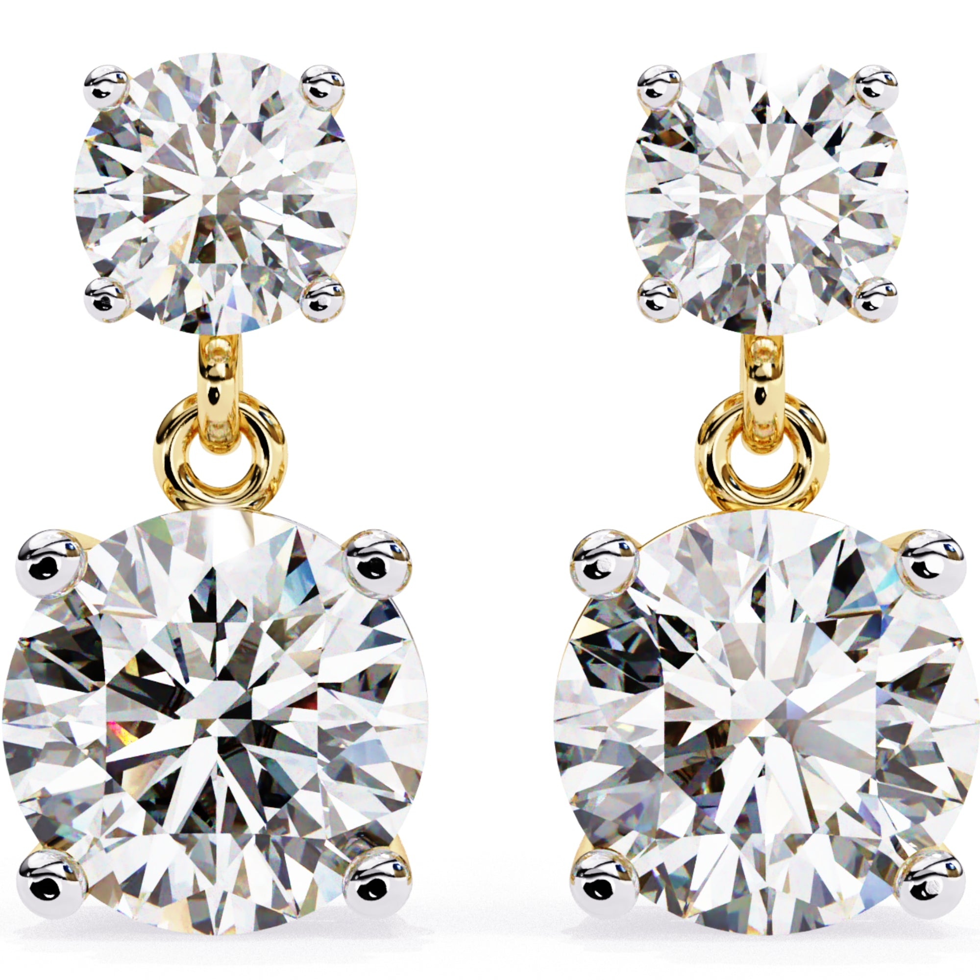 Cercei Drop Stud Cu Diamante Naturale Tăietură Briliant de 3.7 ct din 18K Aur Galben - Castelo.ro