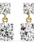 Cercei Drop Stud Cu Diamante Naturale Tăietură Briliant de 3.7 ct din 18K Aur Galben - Castelo.ro