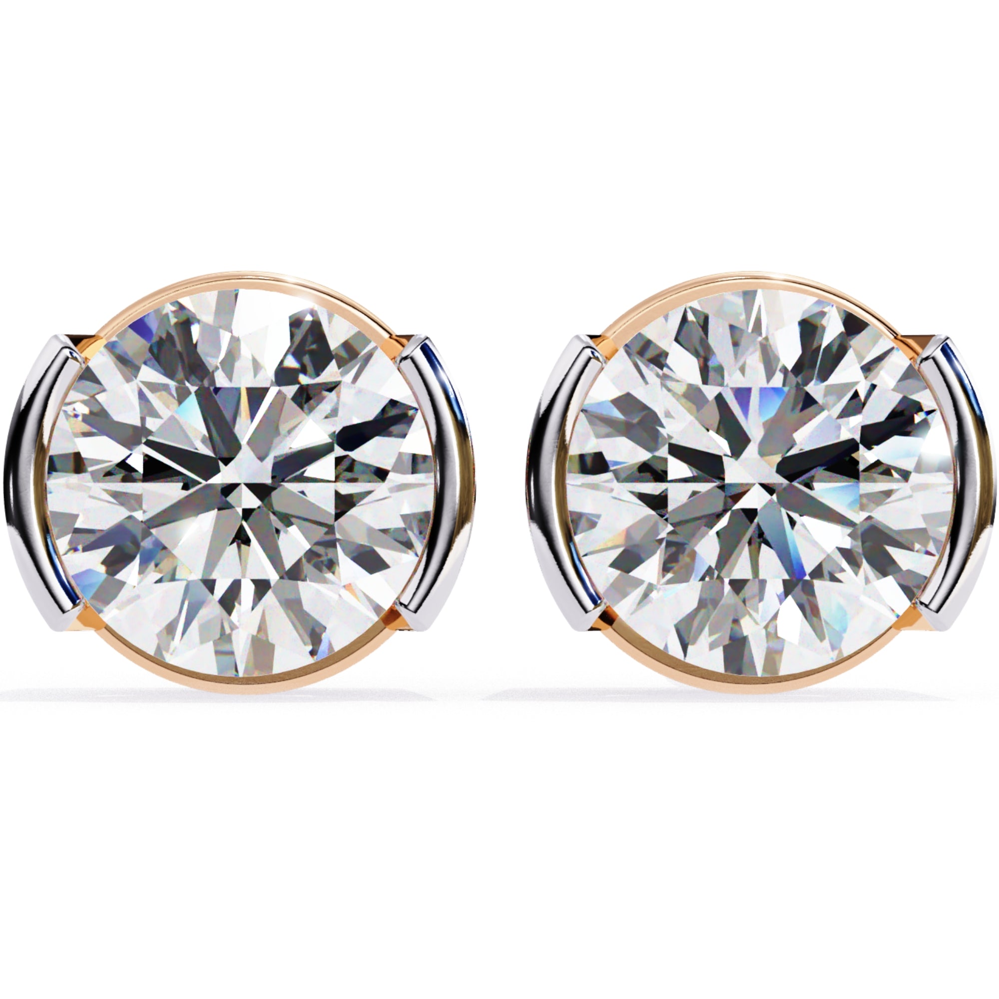 Cercei Stud Bezel Rio din Aur 14k cu Moissanite Tăietură Briliant de 2.5 ct din 14K Aur Alb - Castelo.ro