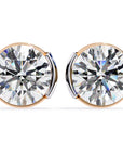 Cercei Stud Bezel Rio din Aur 14k cu Moissanite Tăietură Briliant de 2.5 ct din 14K Aur Alb - Castelo.ro