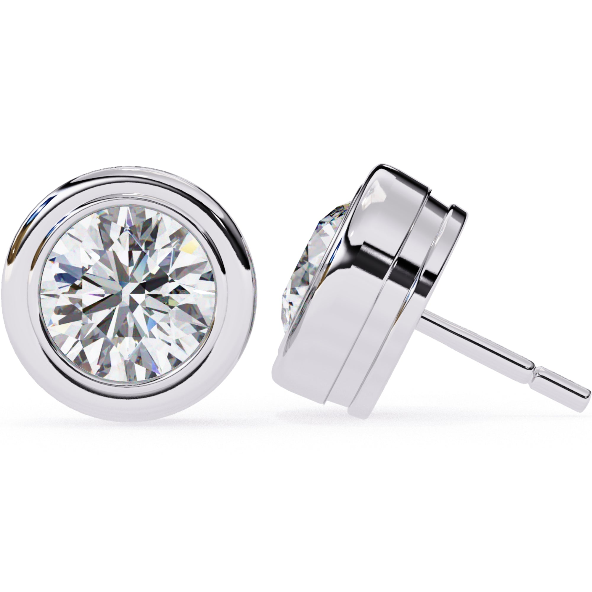 Cercei Stud Bezel din Aur 14k cu Moissanite Tăietură Briliant de 2.5 ct din 14K Aur Alb - Castelo.ro