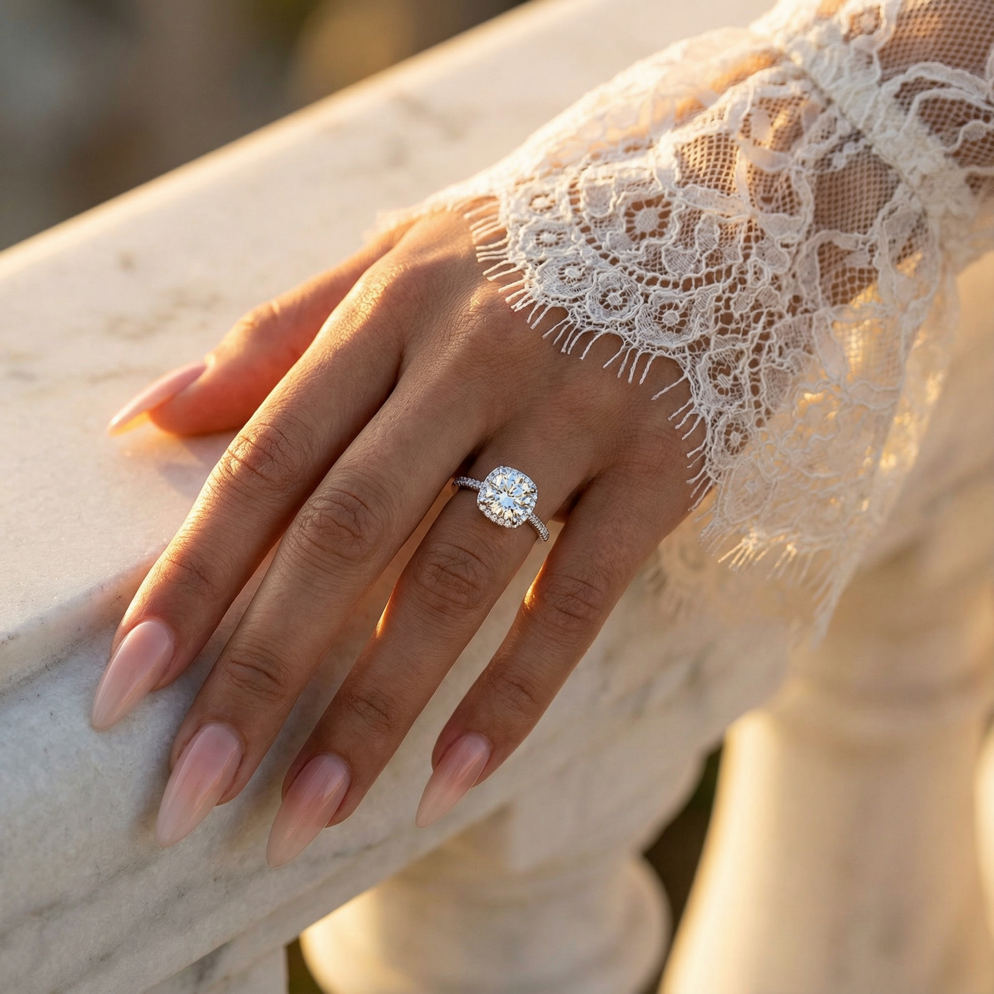 Inel de Logodnă Vintage Pavé din Aur 14k cu Diamante Create în Laborator de 1.94 ct din 14k Aur Alb - Castelo.ro