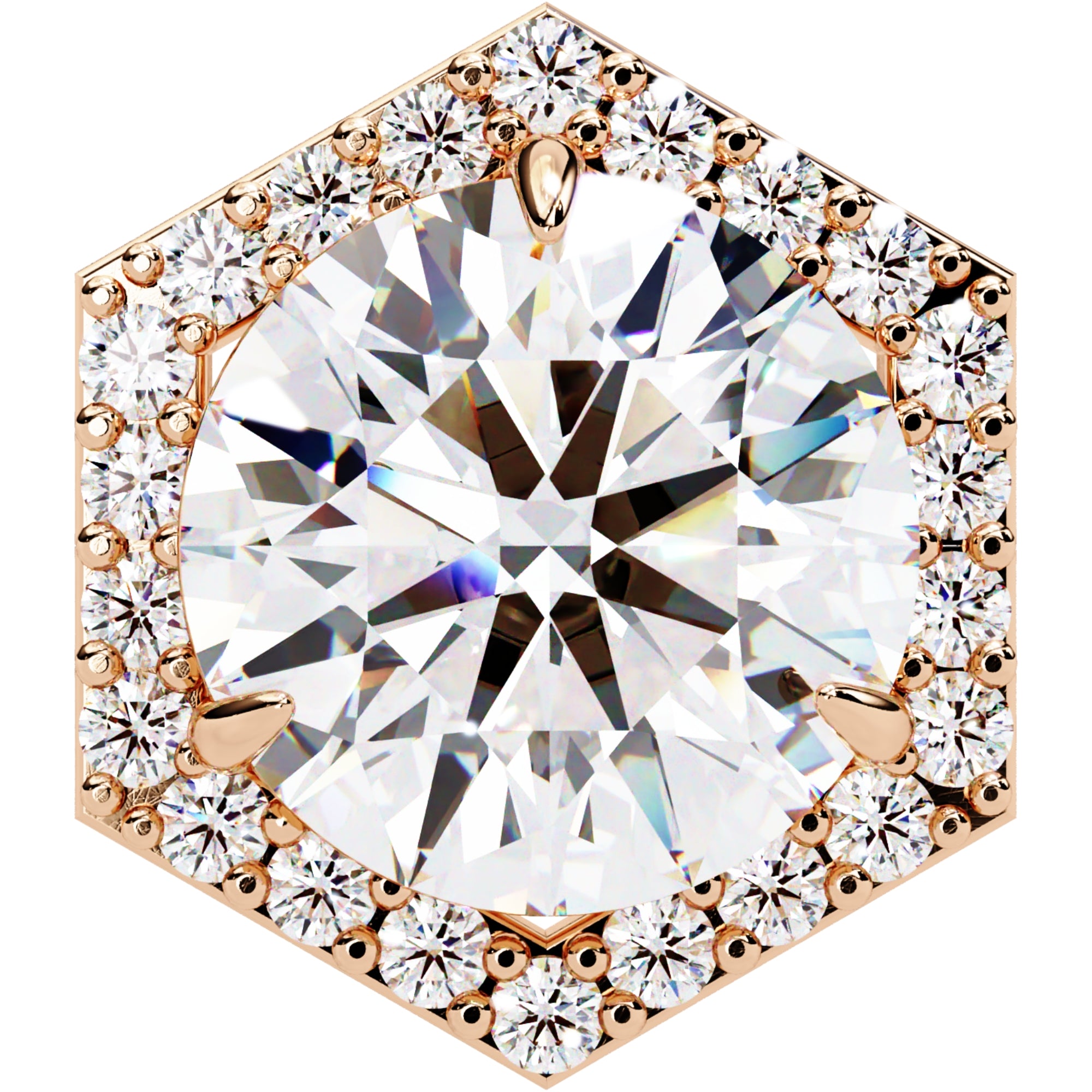 Cercei Hexa Stud Halo cu Diamante Create în Laborator de 2.1 ct din 18K Aur Roz - Castelo.ro