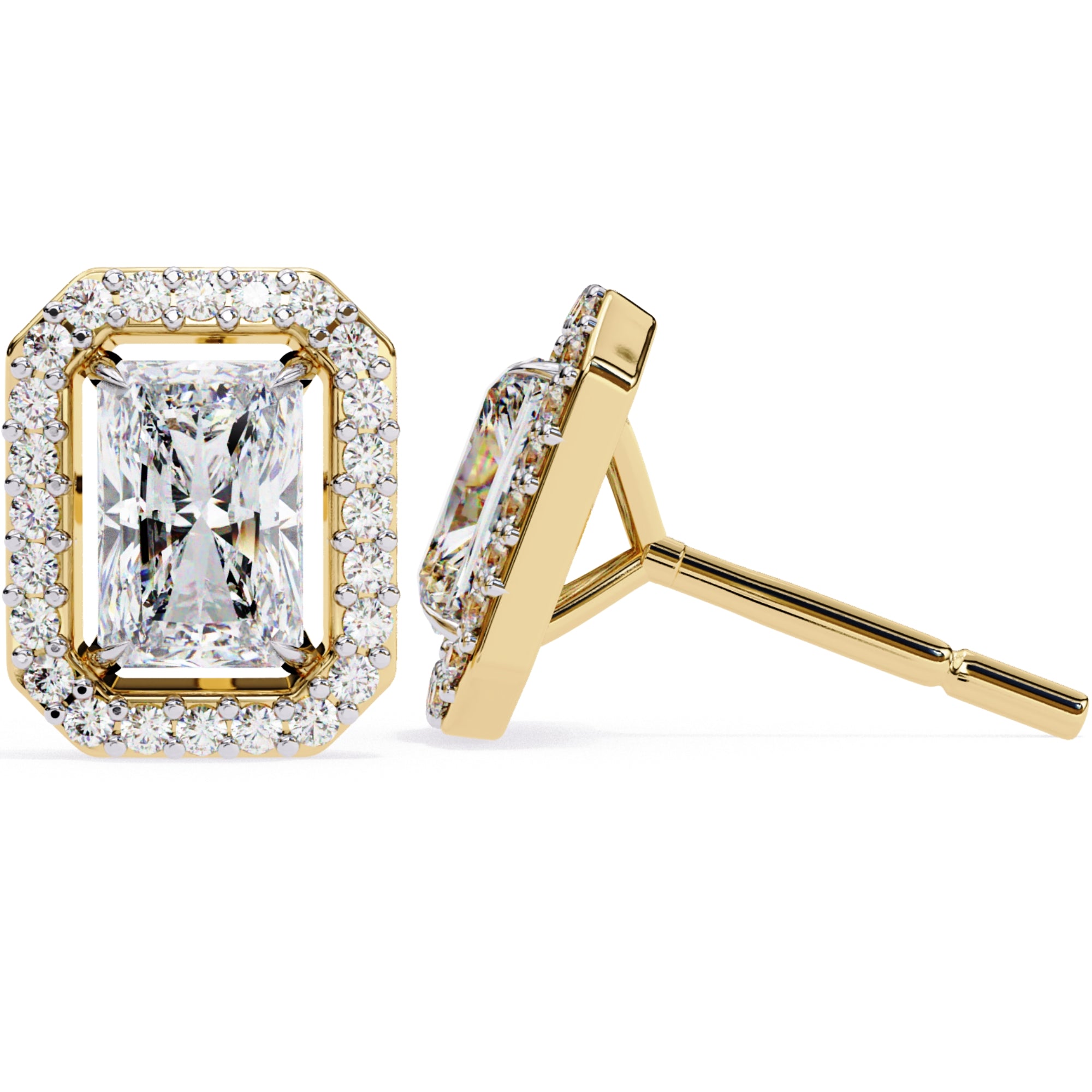 Cercei Stud Radiant Eiffel cu Moissanite de 0.95 ct din 18K Aur Galben - Castelo.ro