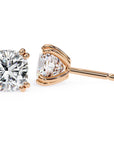 Cercei Stud Monaco cu Moissanite Tăietură Cushion Square de 2.2 ct din 18K Aur Roz - Castelo.ro