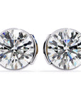 Cercei Stud Bezel Rio din Aur 14k cu Moissanite Tăietură Briliant de 2.5 ct din 14K Aur Alb - Castelo.ro