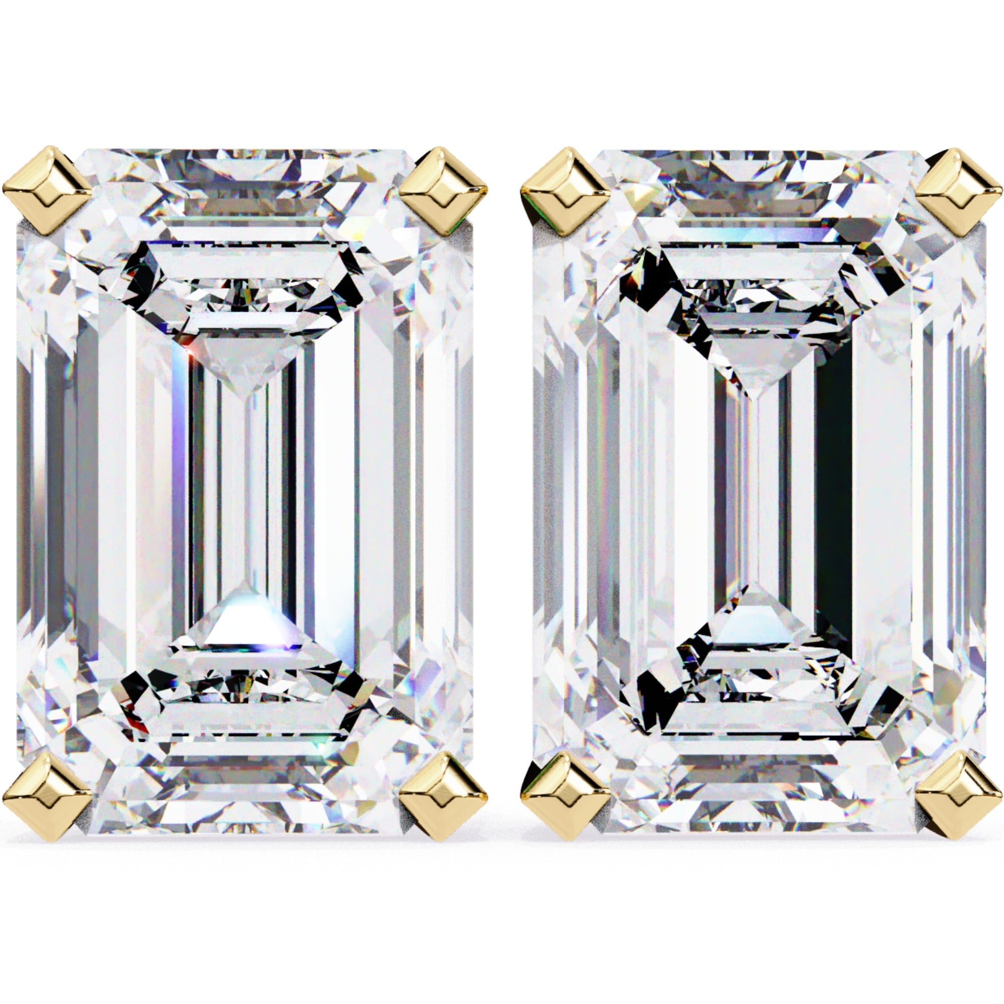 Cercei Stud Noble din Aur 14k cu Moissanite Tăietură Emerald de 2.4 ct
