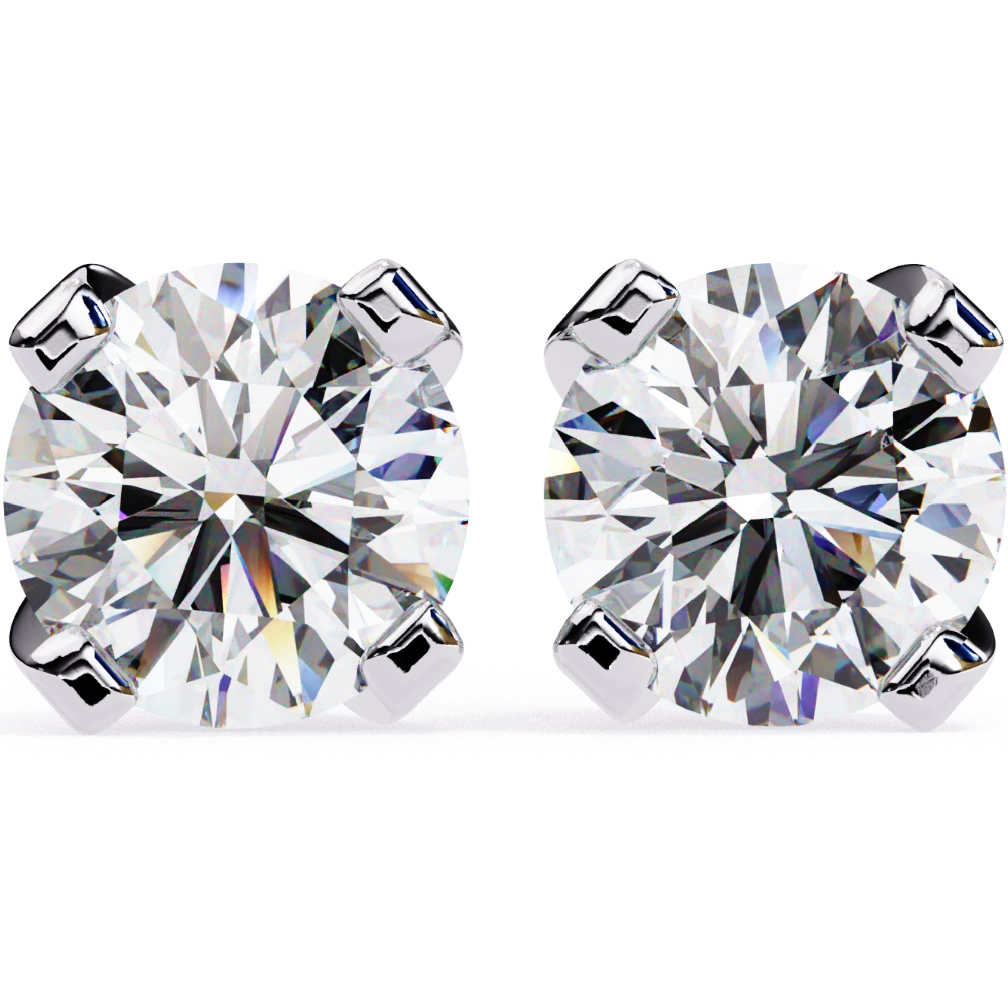 Cercei Stud L'Arte din Aur 14k cu Diamante Naturale Tăietură Briliant de 2.5 ct din 14K Aur Alb - Castelo.ro