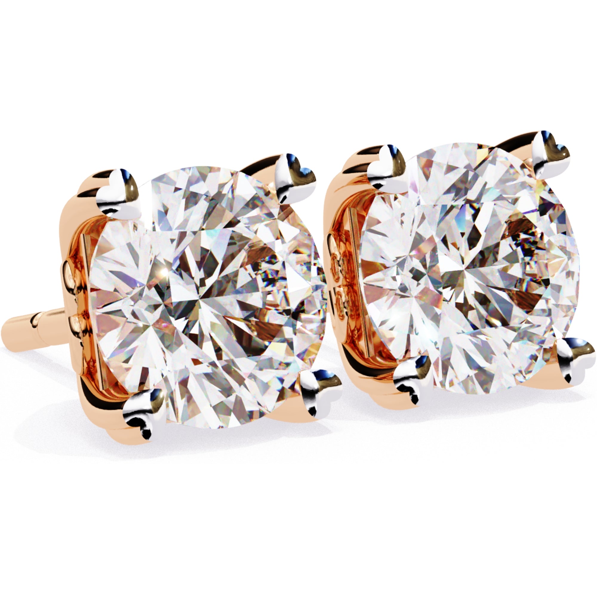 Cercei Stud Solitaire Heart din Aur 14k cu Moissanite de 2.57 ct