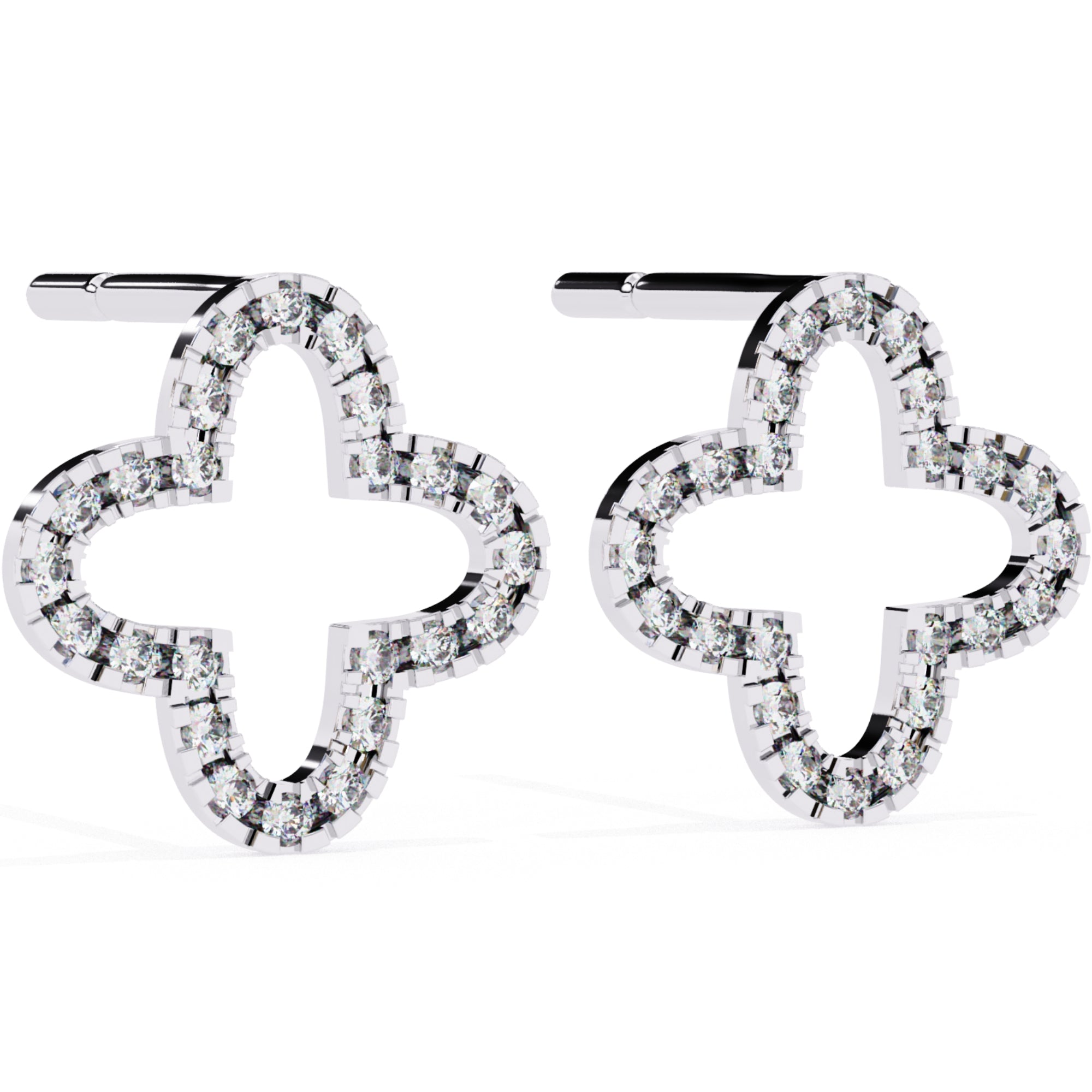 Cercei Star Stud cu Diamante Naturale Tăietură Briliant de 0.24 ct din 18K Aur Alb - Castelo.ro