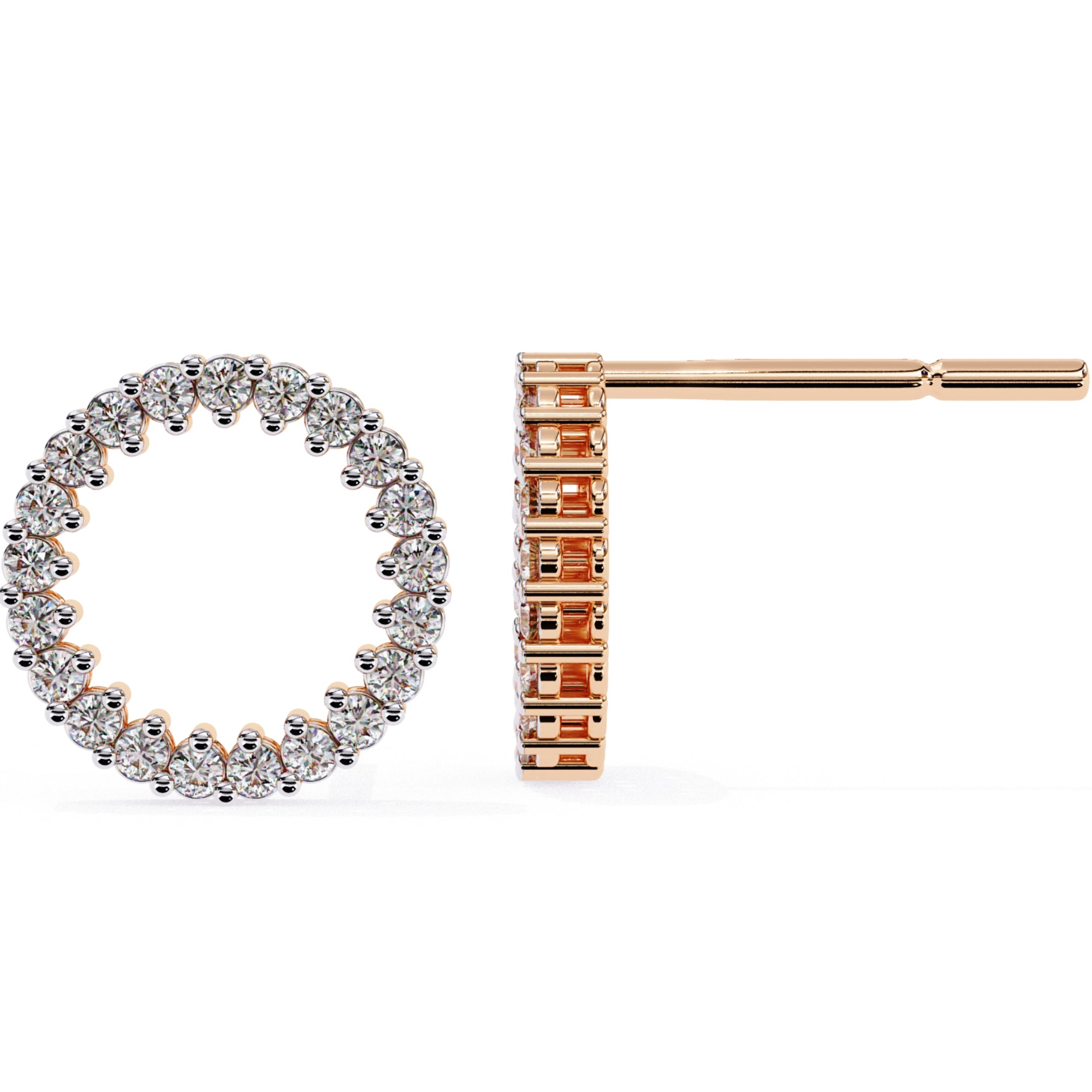 Cercei Stud Circle of Fire din Aur 14k cu Moissanite Tăietură Briliant de 0.3 ct din 14K Aur Roz - Castelo.ro