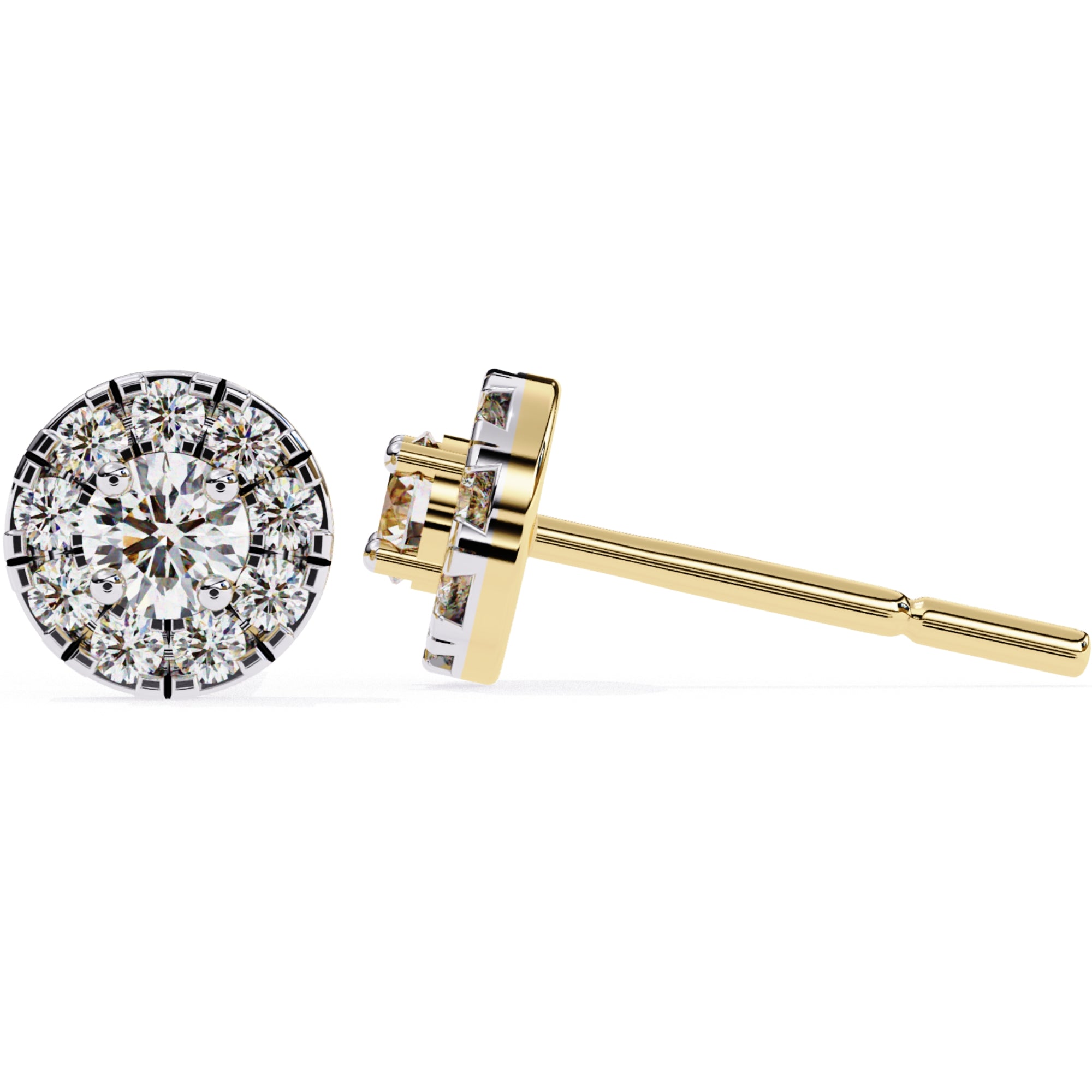 Cercei Stud Fleur din Aur 14k cu Moissanite Tăietură Briliant de 0.26 ct din 14K Aur Galben - Castelo.ro