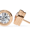 Cercei Stud Bezel din Aur 14k cu Moissanite Tăietură Briliant de 2.5 ct din 14K Aur Roz - Castelo.ro
