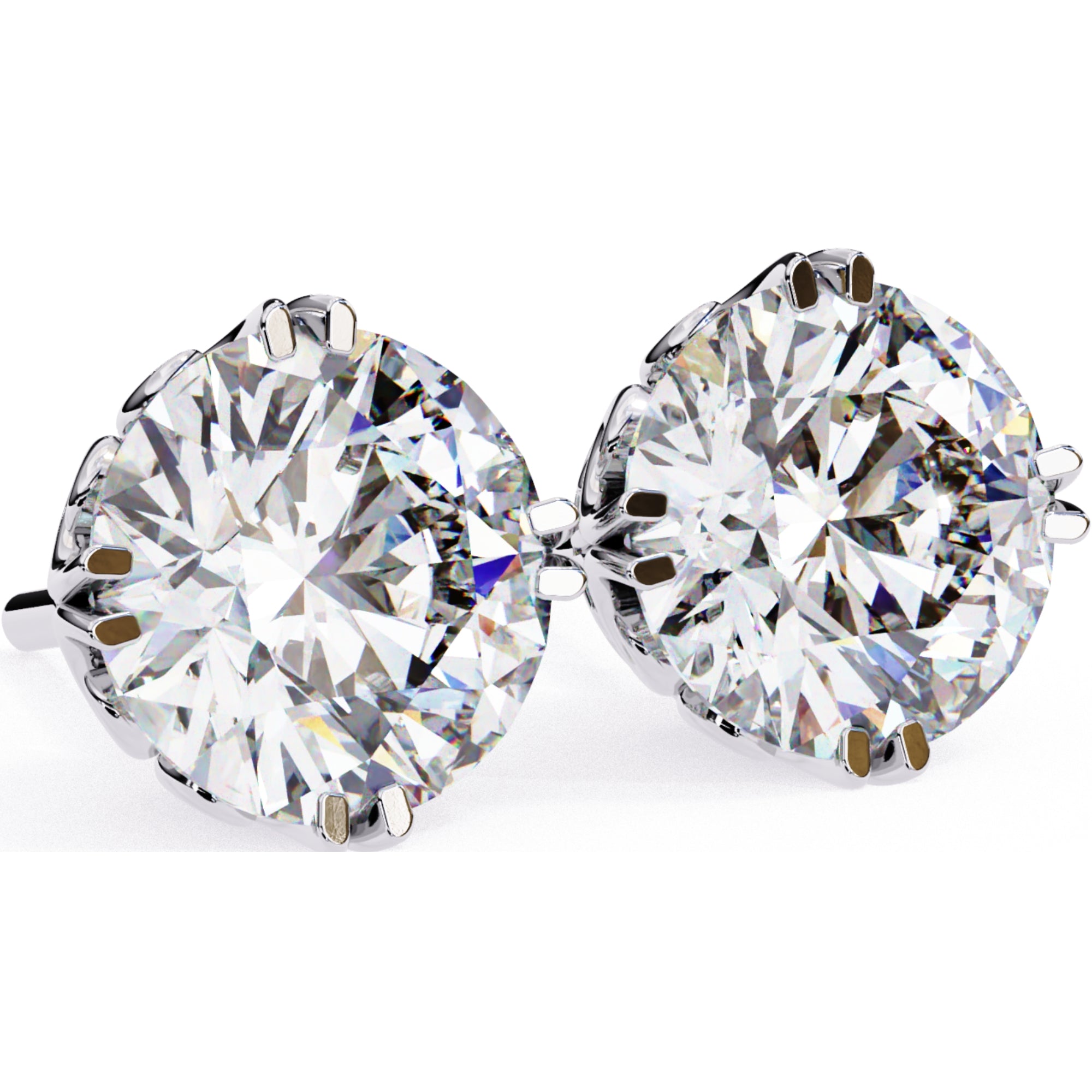 Cercei Stud La Reina din Aur 14k cu Diamante Naturale Tăietură Briliant de 2.5 ct din 14K Aur Alb - Castelo.ro