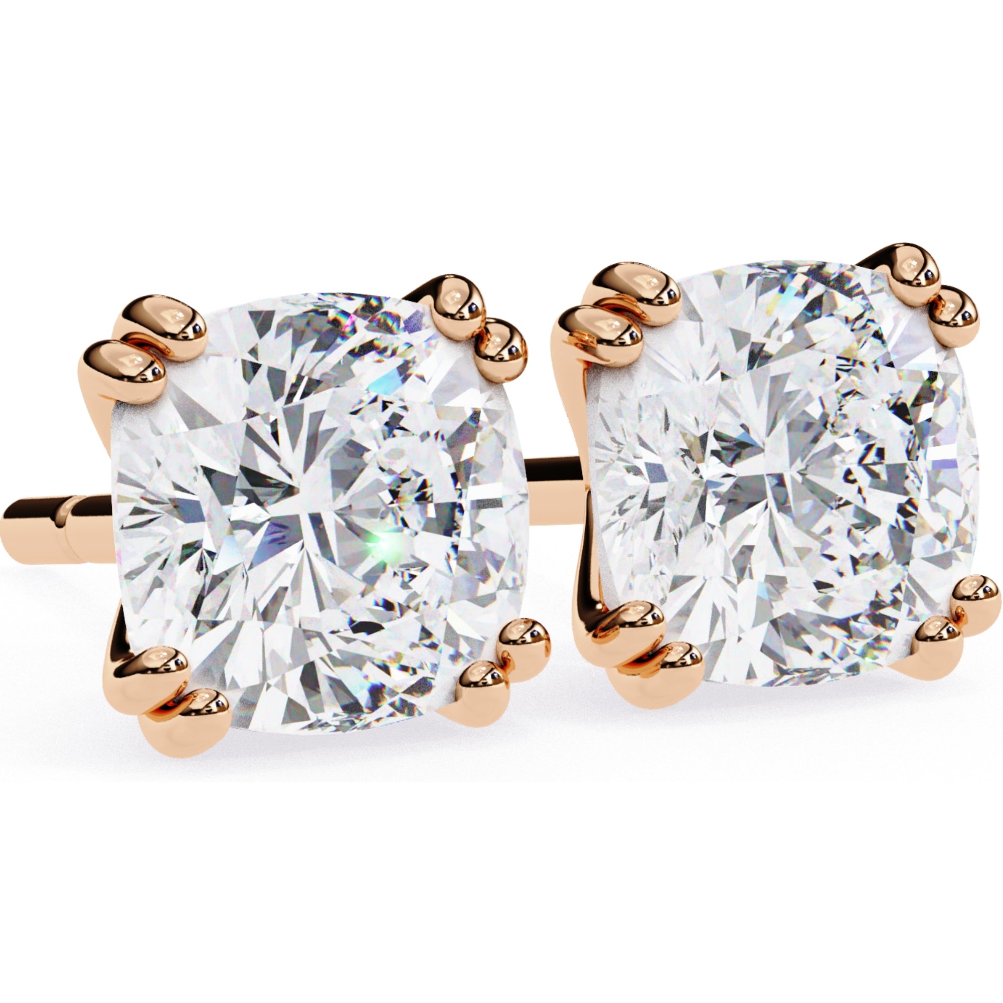 Cercei Stud Monaco cu Moissanite Tăietură Cushion Square de 2.2 ct din 18K Aur Roz - Castelo.ro
