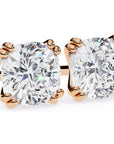 Cercei Stud Monaco cu Moissanite Tăietură Cushion Square de 2.2 ct din 18K Aur Roz - Castelo.ro