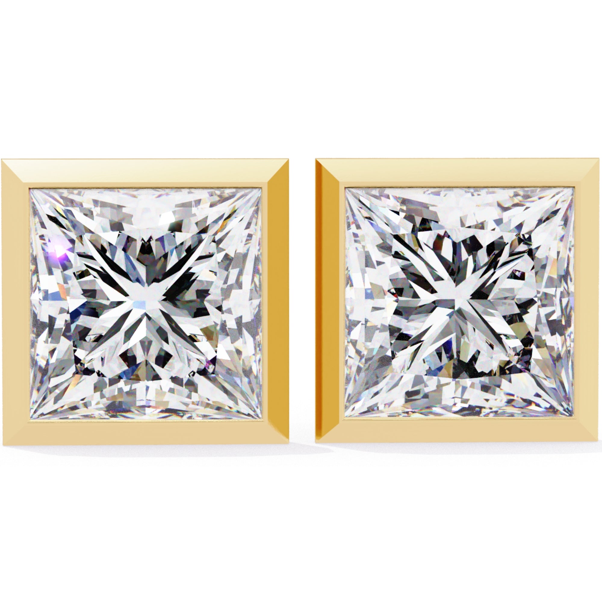 Cercei Stud Ravenna Princess din Aur 14k cu Moissanite de 1.77 ct