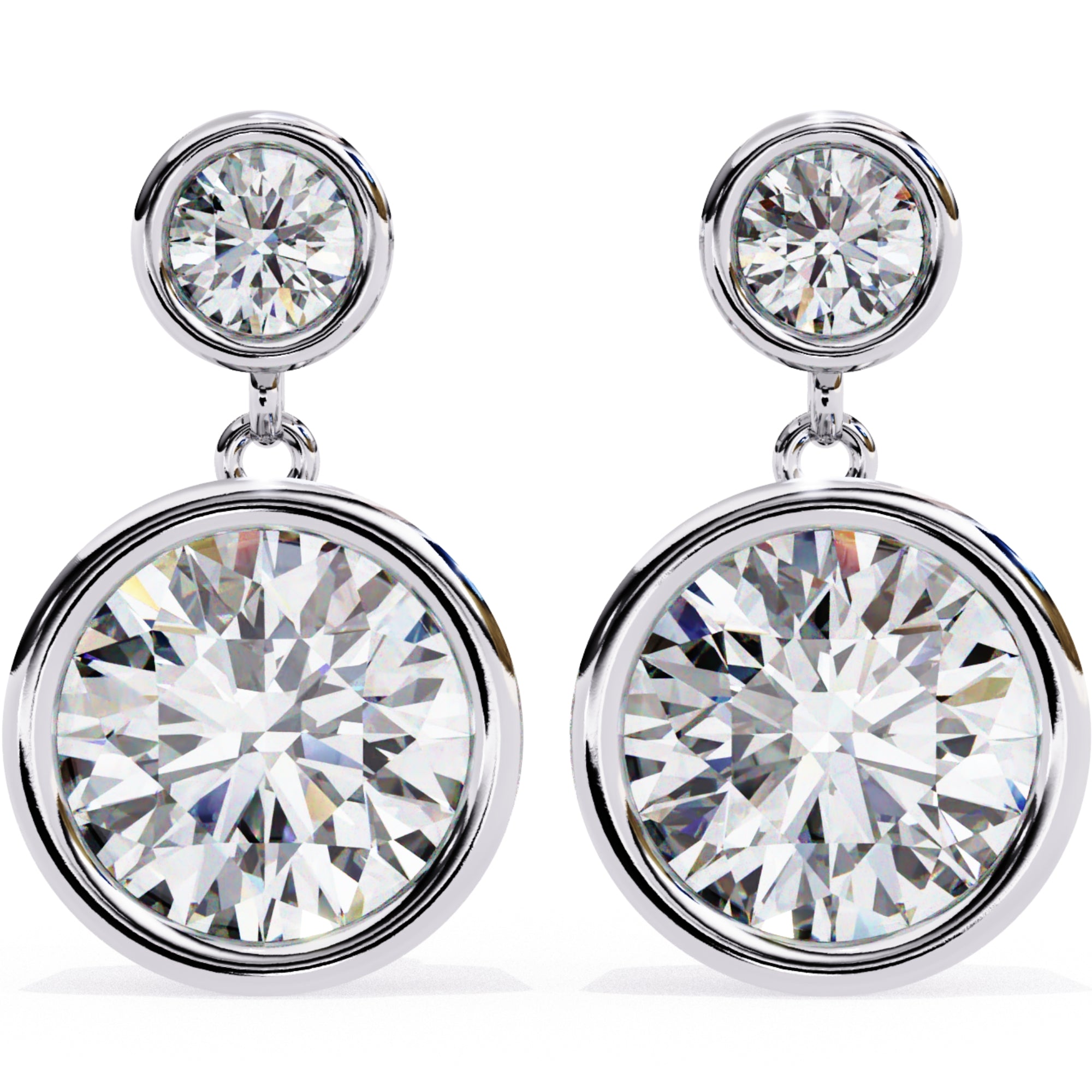 Cercei Solitaire Bezel Drop cu Diamante Create în Laborator de 1.83 ct din - Castelo.ro