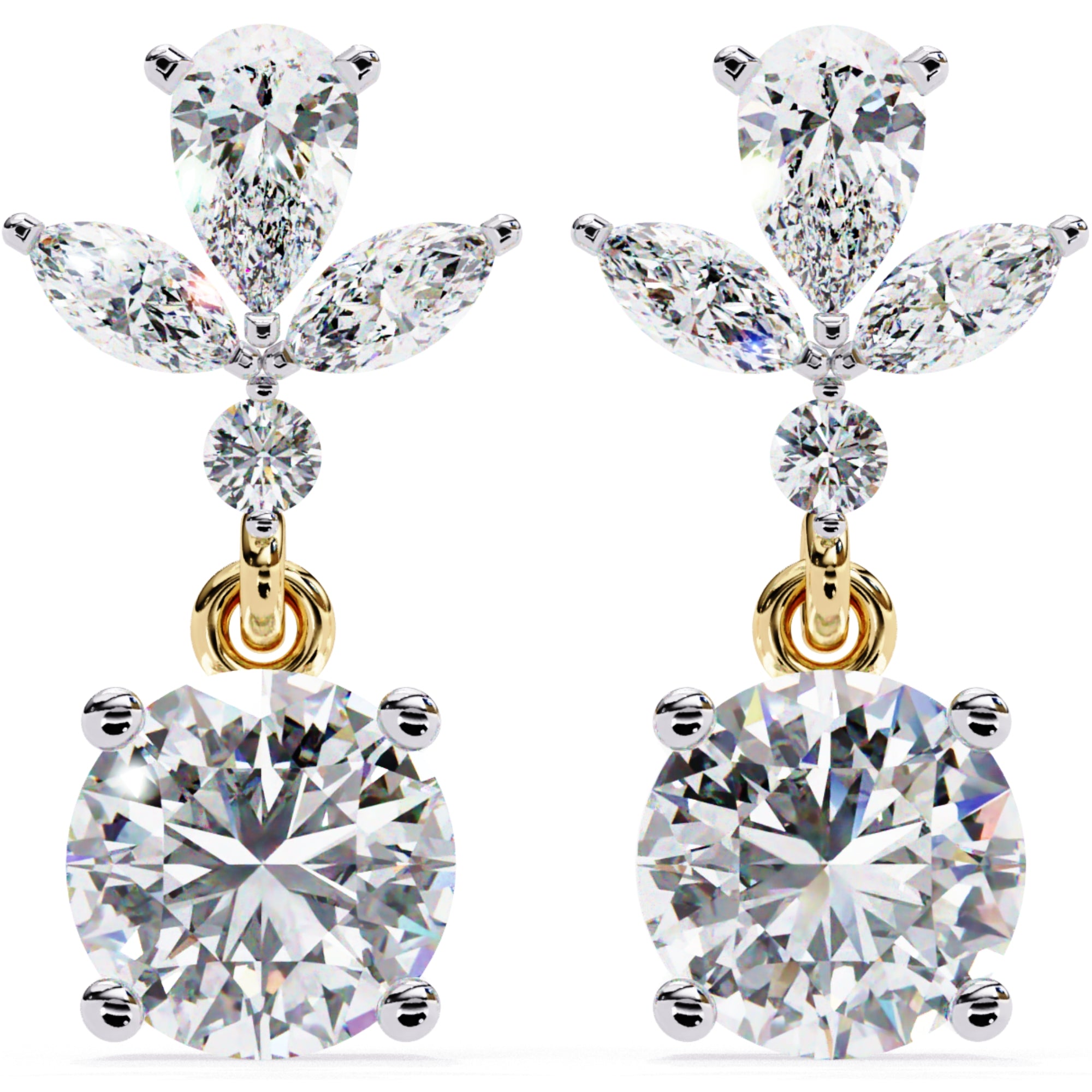 Cercei Stud Solitaire Drop cu Diamante Naturale de 1.16 ct din 18K Aur Galben - Castelo.ro