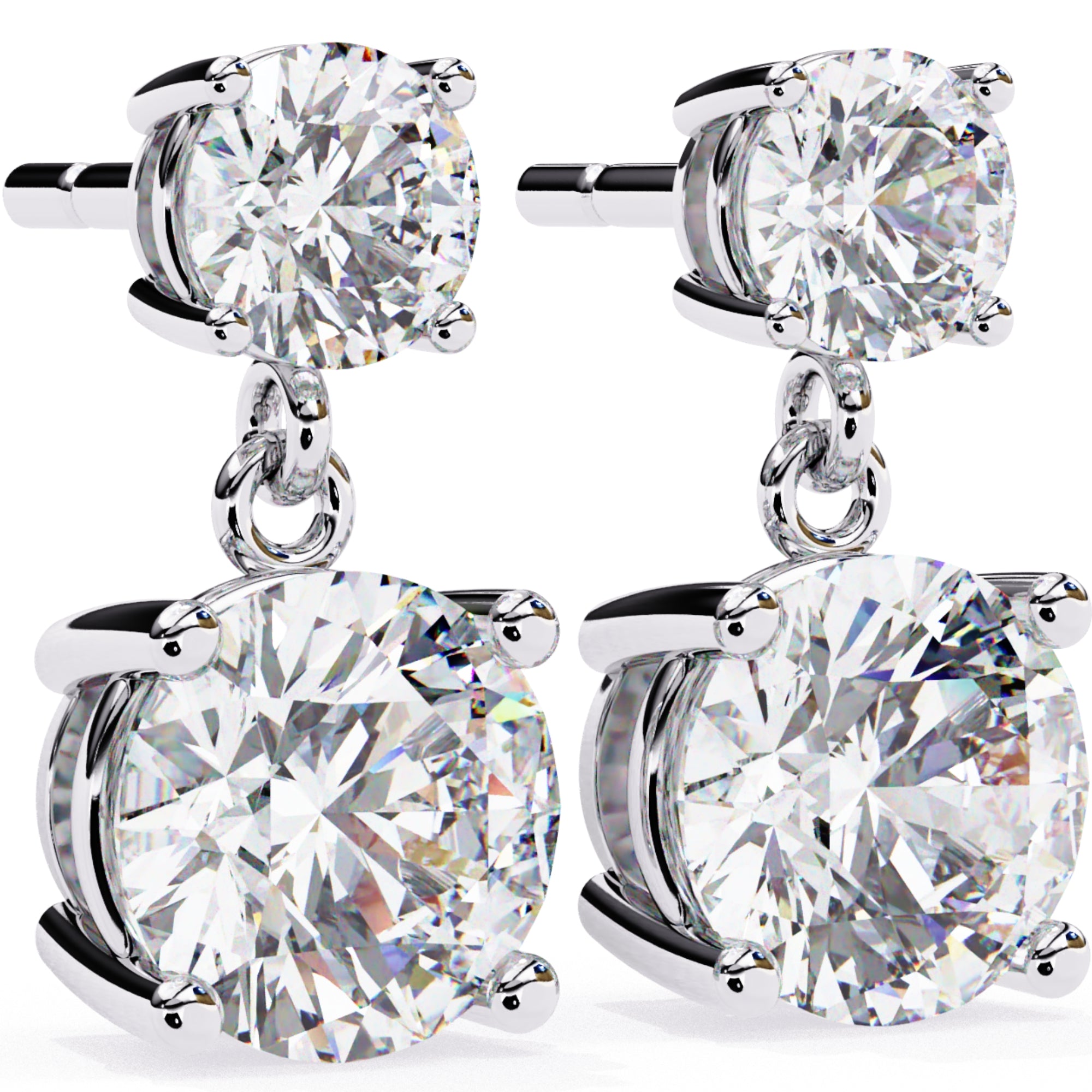 Cercei Drop Stud din Aur 14k Cu Moissanite Tăietură Briliant de 3.7 ct din - Castelo.ro