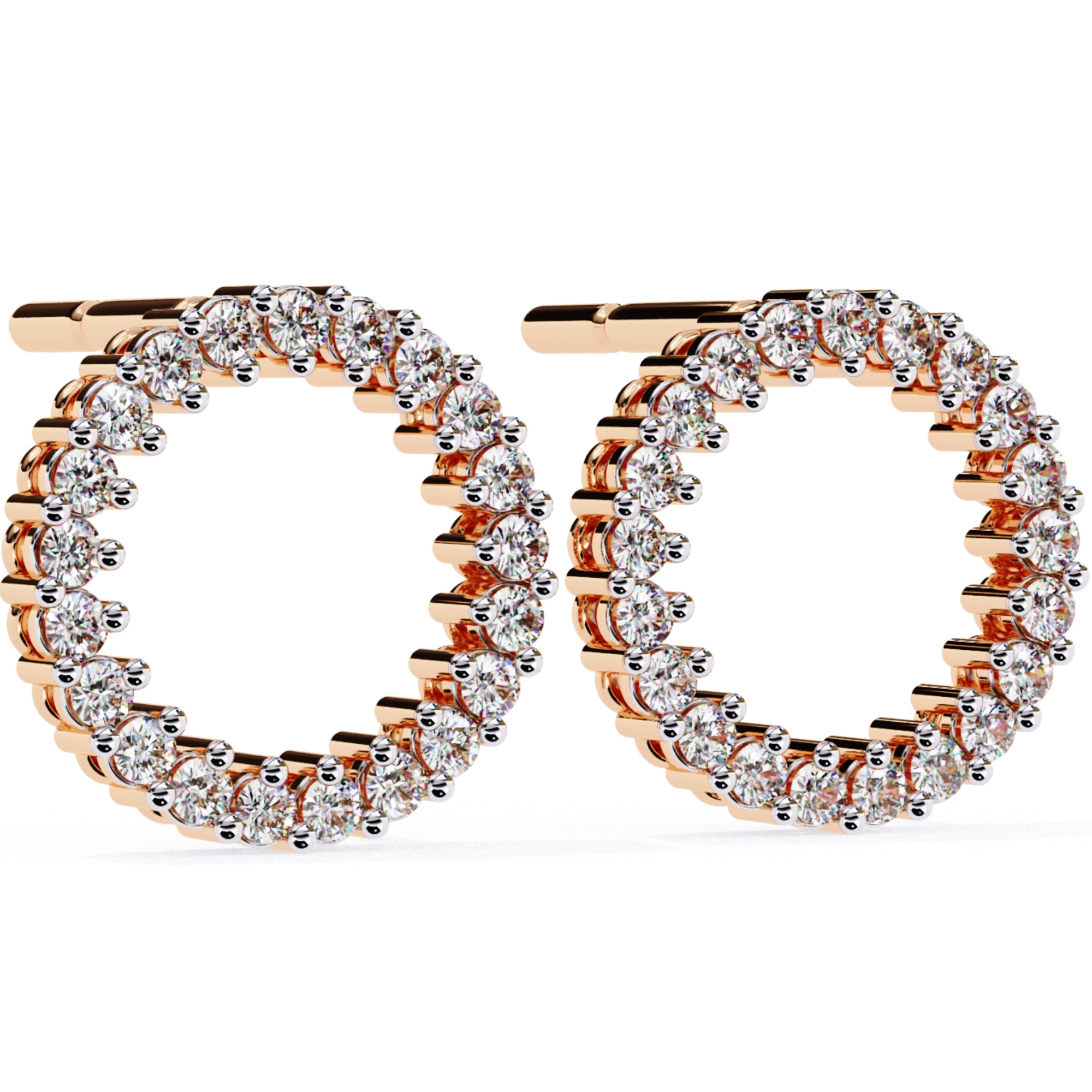 Cercei Stud Circle of Fire din Aur 14k cu Moissanite Tăietură Briliant de 0.3 ct din 14K Aur Roz - Castelo.ro