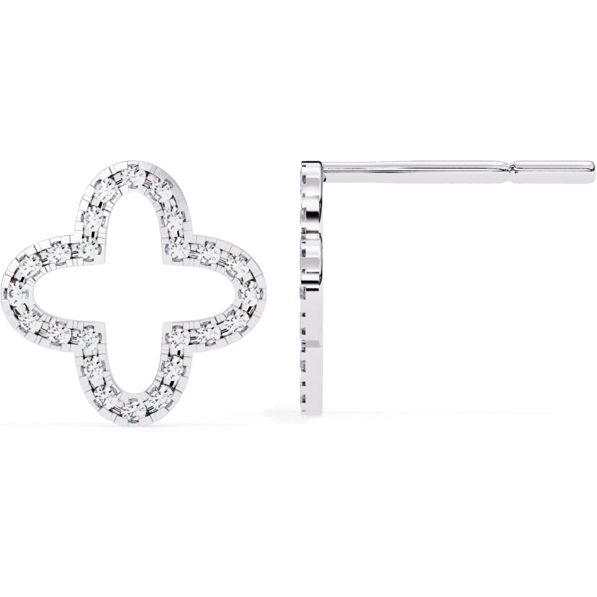 Cercei Star Stud cu Diamante Naturale Tăietură Briliant de 0.24 ct din 18K Aur Alb - Castelo.ro