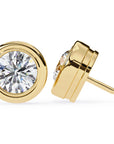 Cercei Stud Bezel din Aur 14k cu Moissanite Tăietură Briliant de 2.5 ct din 14K Aur Galben - Castelo.ro