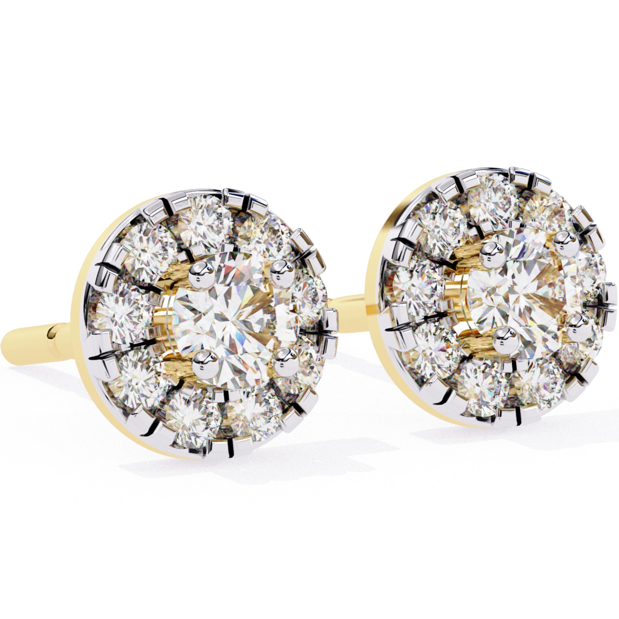 Cercei Stud Fleur din Aur 14k cu Moissanite Tăietură Briliant de 0.26 ct din 14K Aur Galben - Castelo.ro